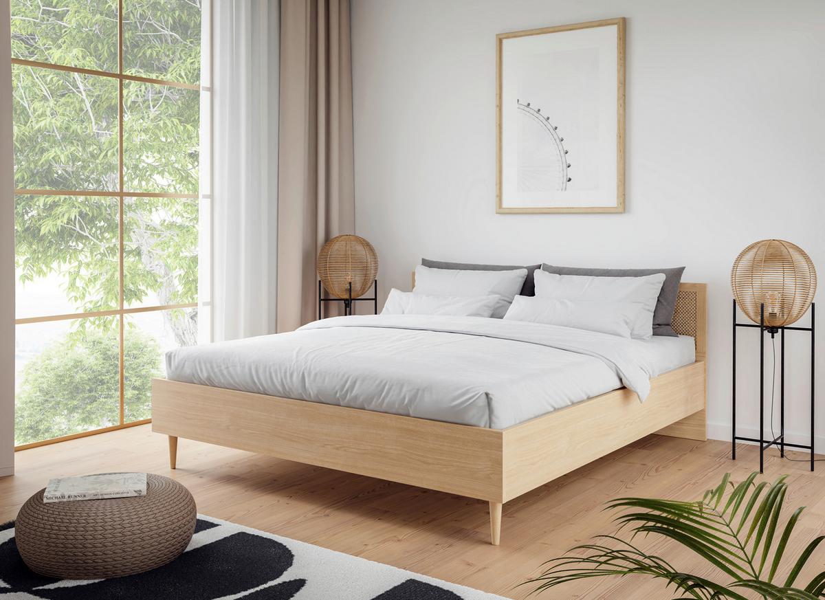 POSTEĽ CALASETTA - farba duba/béžová, Natur, kompozitné drevo (180/200cm)