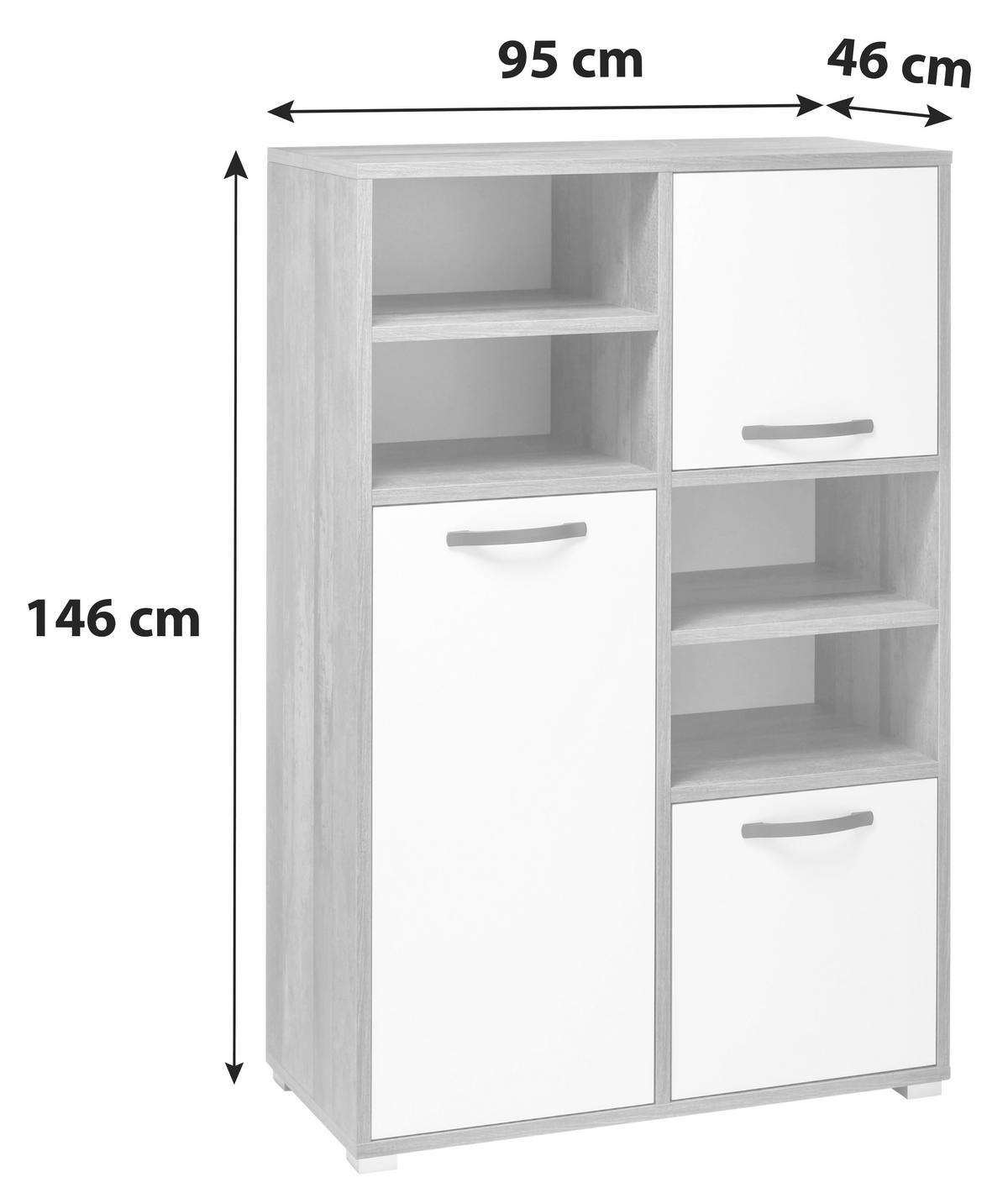 Vysoká komoda MOON - hnedá/sivá, Modern, kompozitné drevo/plast (95/146/46cm) - MID.YOU