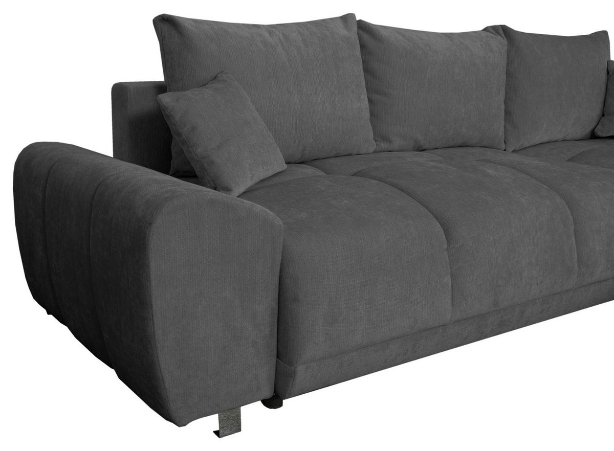 ECKSCHLAFSOFA Ramon, Graphitfarben S: 296x182 cm - Chromfarben/Beige, Trend, Textil (296/182cm)