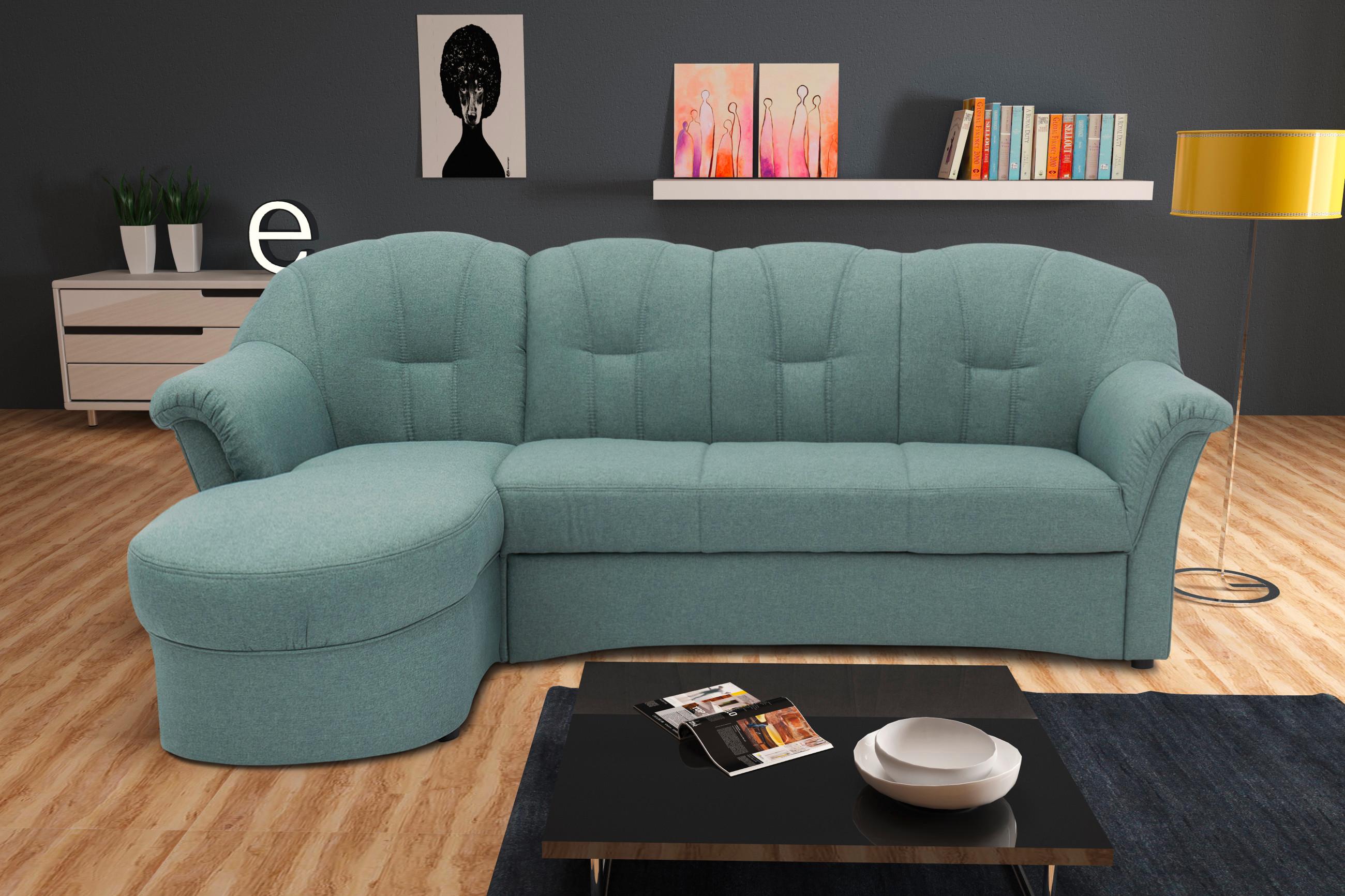 Ecksofa Papenburg Hellblau - Schwarz/Hellblau, KONVENTIONELL, Textil (142/233cm) - MID.YOU