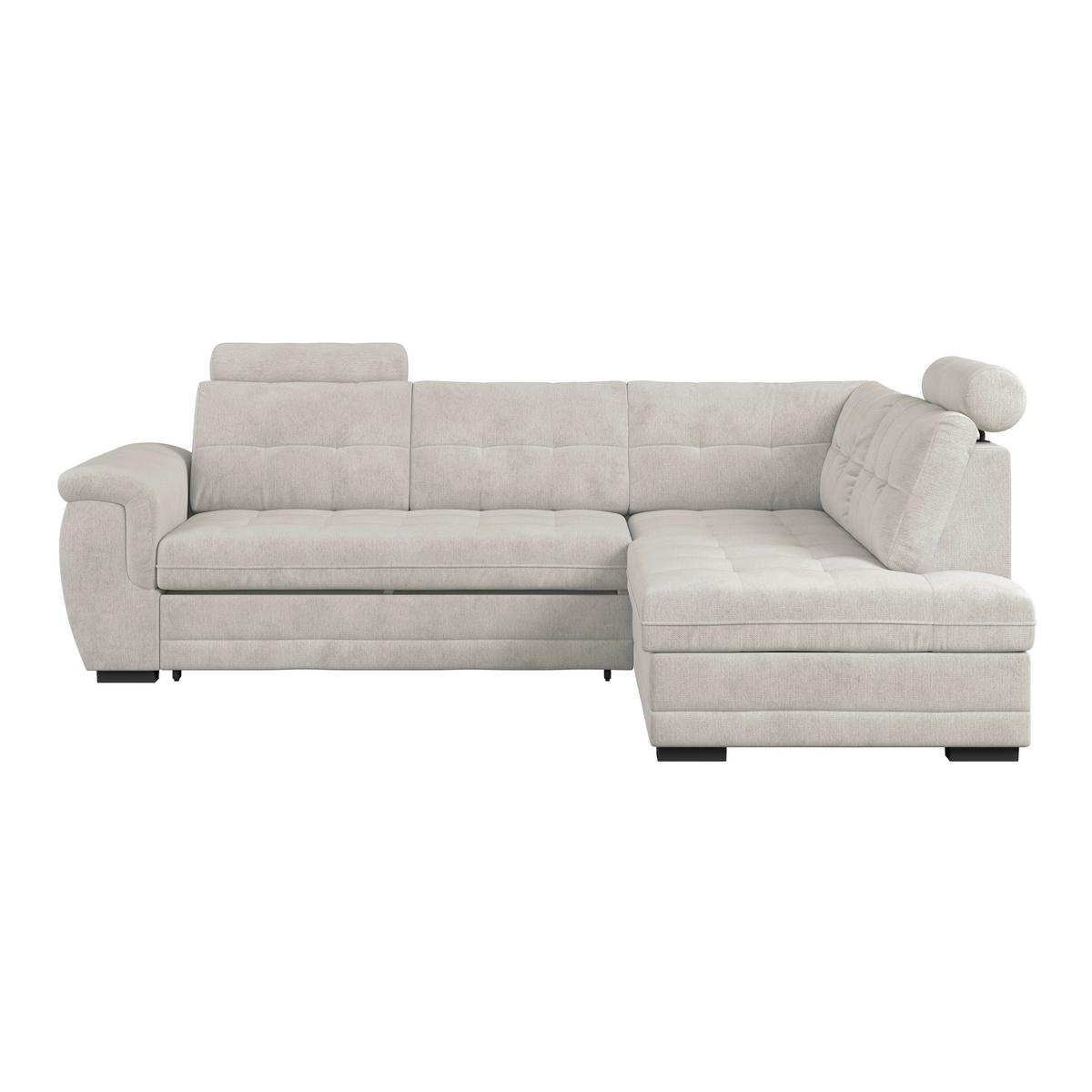 Ecksofa mit Schlaffunktion Falco new Beige 251x183 cm - Beige/Schwarz, KONVENTIONELL, Textil (251/183cm) - Ondega