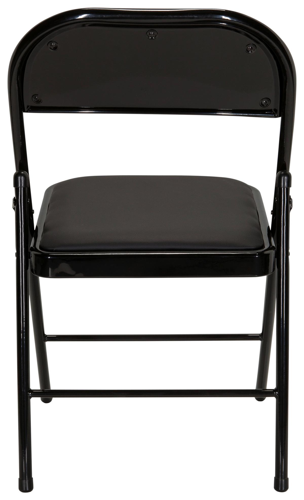 Klappstuhl Tudela Pu Schwraz Lederlook - Schwarz, Basics, Textil/Metall (44/80/49cm) - MID.YOU