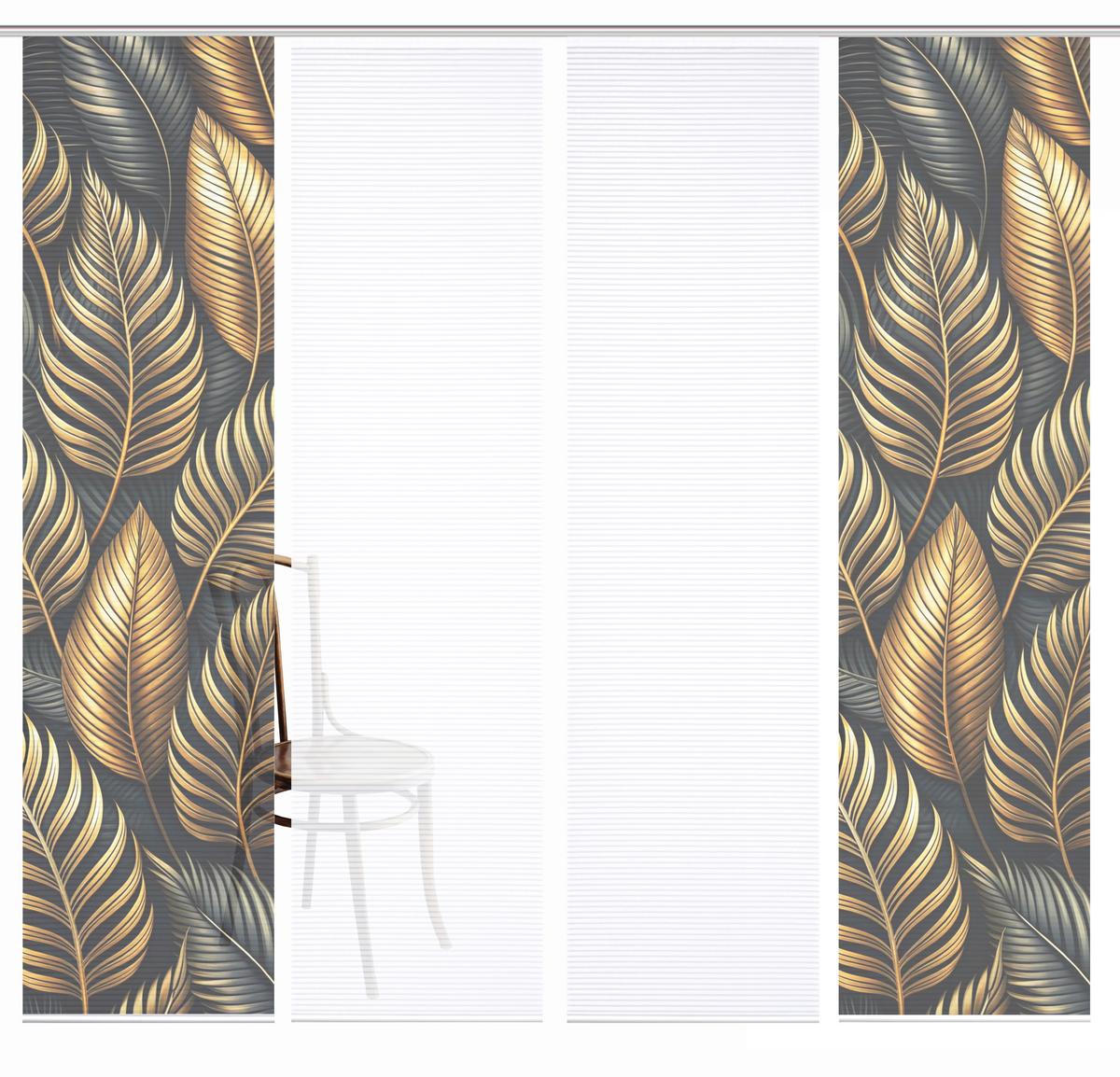 Flächenvorhang Zedric 4er Set - Anthrazit/Goldfarben, Natur, Textil (60/245cm)