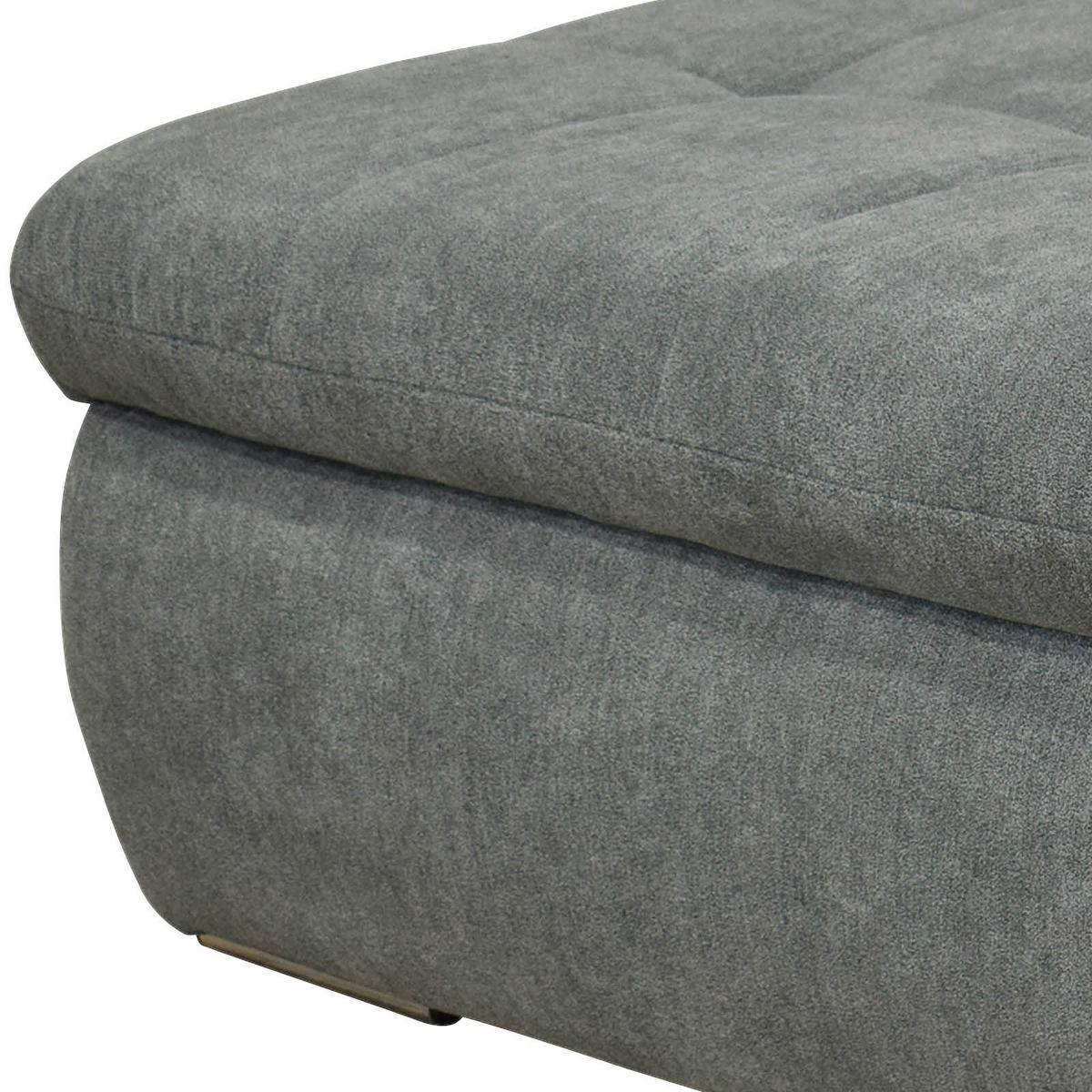 Hockerbank Moric Mikrofaser Dunkelgrau H: 64 cm mit Stauraum - Chromfarben/Dunkelgrau, KONVENTIONELL, Textil (136/64/43cm) - MID.YOU