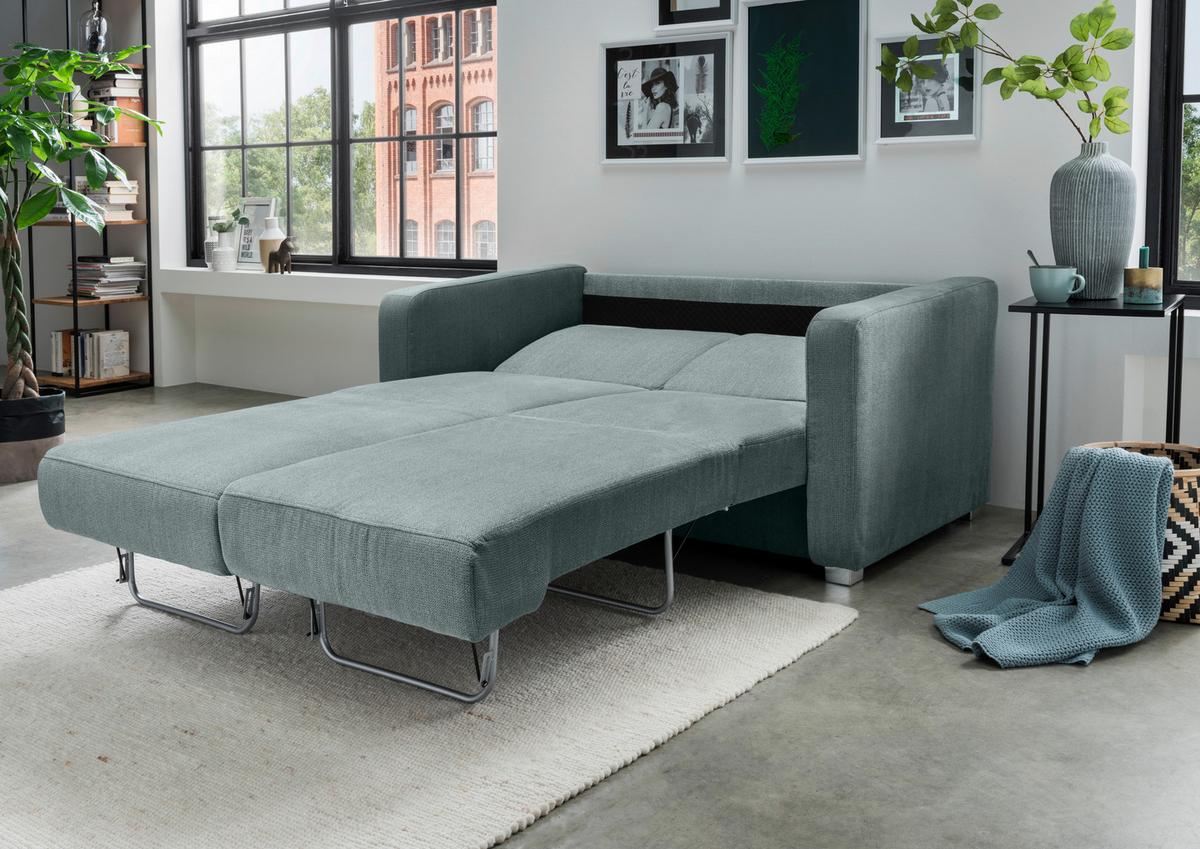 Schlafsofa Mia, Mintgrün B: 159 Cm - Chromfarben/Mintgrün, Basics, Textil (159/88/87cm) - Livetastic
