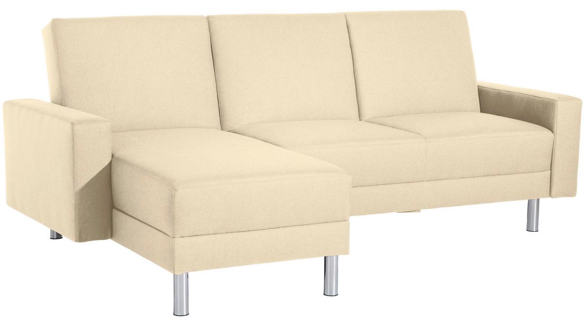 Ecksofa mit Schlaffunktion Just Fashion Beige - Chromfarben/Beige, KONVENTIONELL, Textil (152/230cm) - Max Winzer