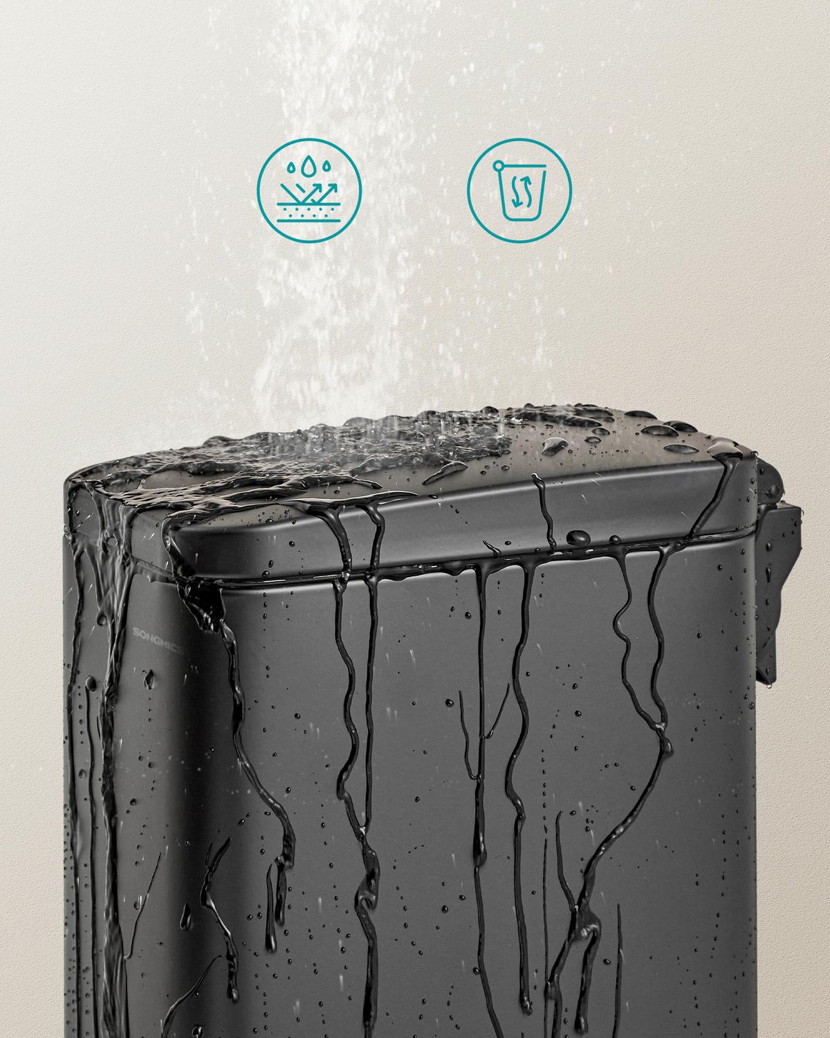 Abfallsammler Schwarz B: 14,4cm - Schwarz, Basics, Kunststoff/Metall (14,4/29/29,9cm)