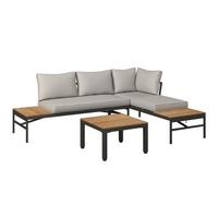 Loungegarnitur Rostock - Beige/Akaziefarben, MODERN, Holz/Textil (57/35/57cm) - Beldano