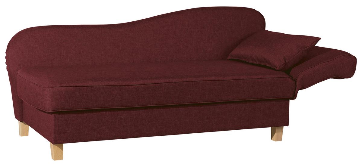 Recamiere Selma Rot Rechts Mit Bettkasten+schlaffunktion - Rot/Buchefarben, Design, Textil (190/88/82cm) - Max Winzer