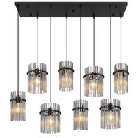 HÄNGELEUCHTE Exkl. 8xE27 60W - Schwarz/Grau, Basics, Glas/Kunststoff (110/38/125cm) - Globo