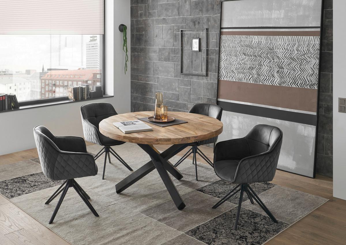 Židle s područkami EMMA, sivá - šedá/černá, Moderní, kov/textil (59/82/62cm) - MID.YOU