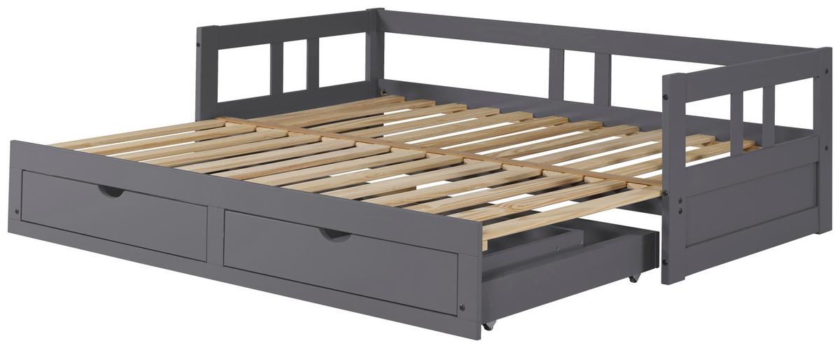Ausziehbett Lattenrost / Stauraum 90x200 Cm Livio - Anthrazit/Naturfarben, ROMANTIK / LANDHAUS, Holz/Holzwerkstoff (90/200cm) - MID.YOU