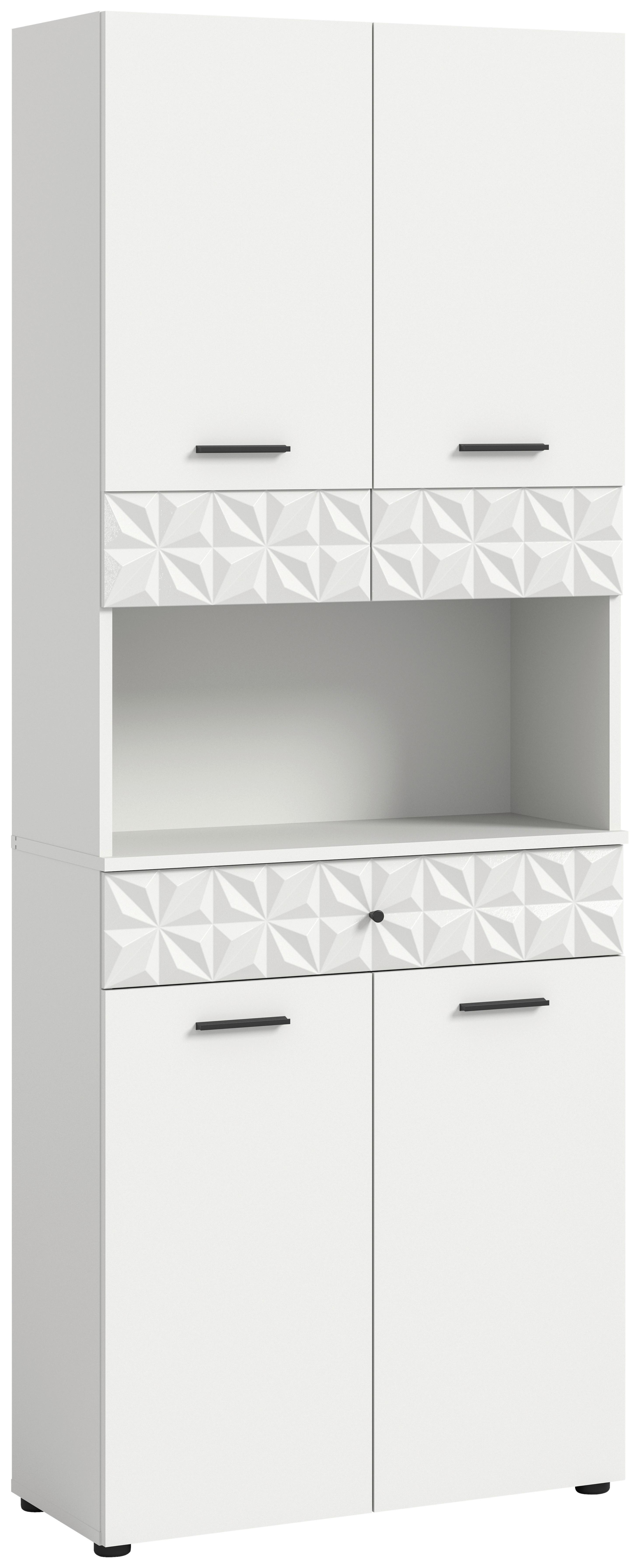 Hochschrank Prisma Weiß B: 70 Cm - Schwarz/Weiß, MODERN, Holzwerkstoff (70/187/34cm) - MID.YOU