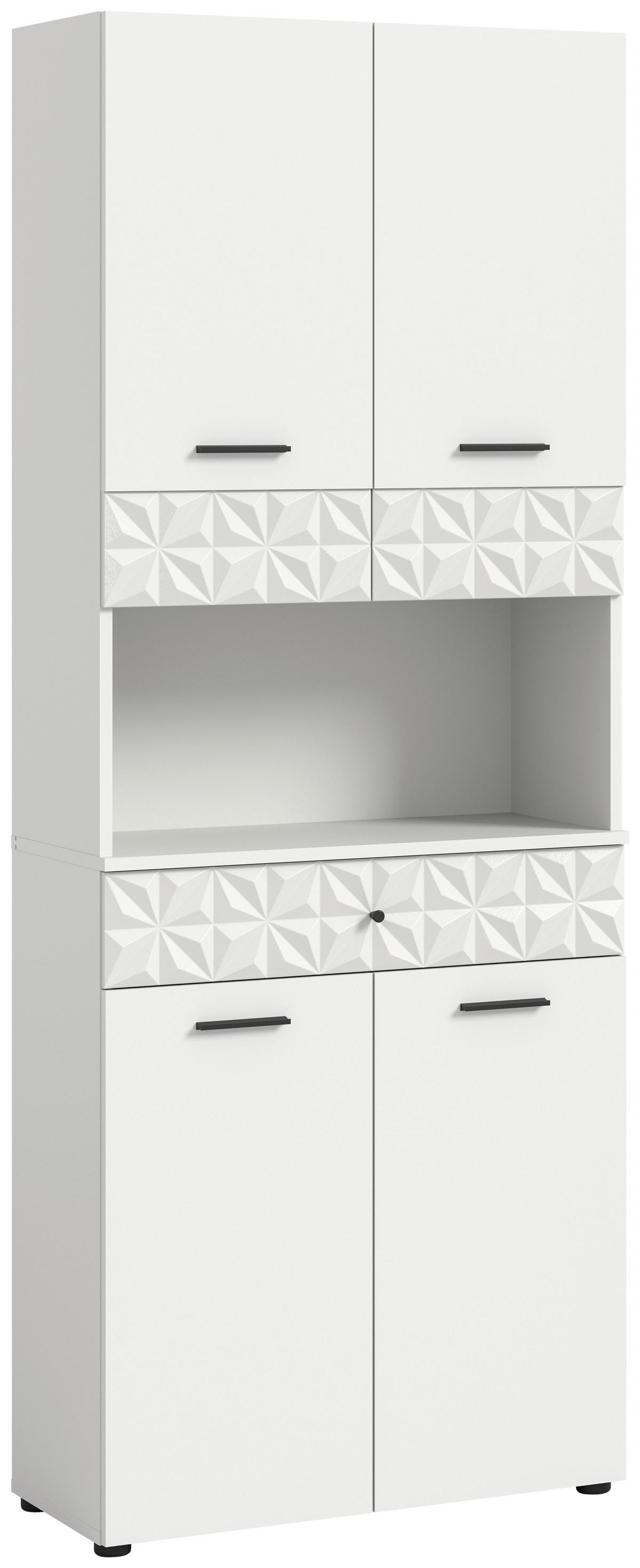 Hochschrank Prisma Weiß B: 70 Cm - Schwarz/Weiß, MODERN, Holzwerkstoff (70/187/34cm) - MID.YOU