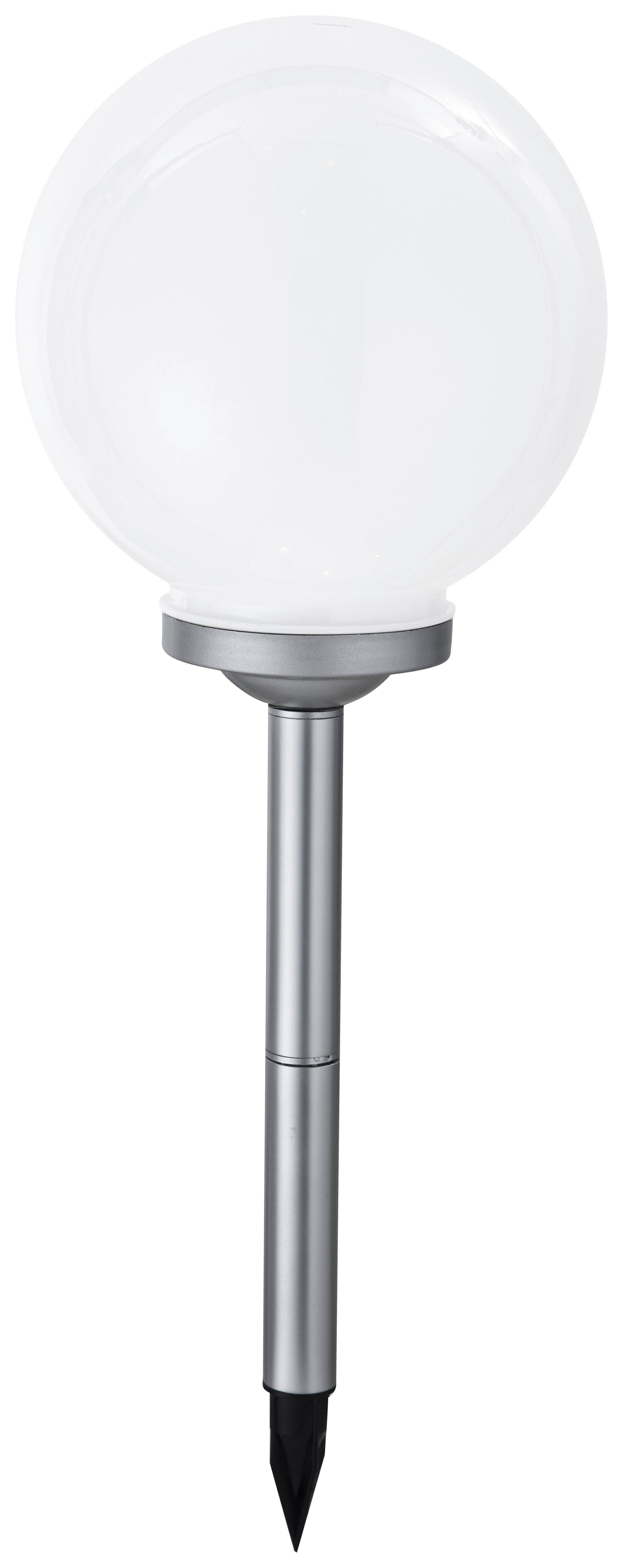 Solarleuchte mit Erdspieß Weiß Mariella 4xled Tageslichtweiß - Silberfarben/Weiß, KONVENTIONELL, Kunststoff (20/62cm) - Ondega