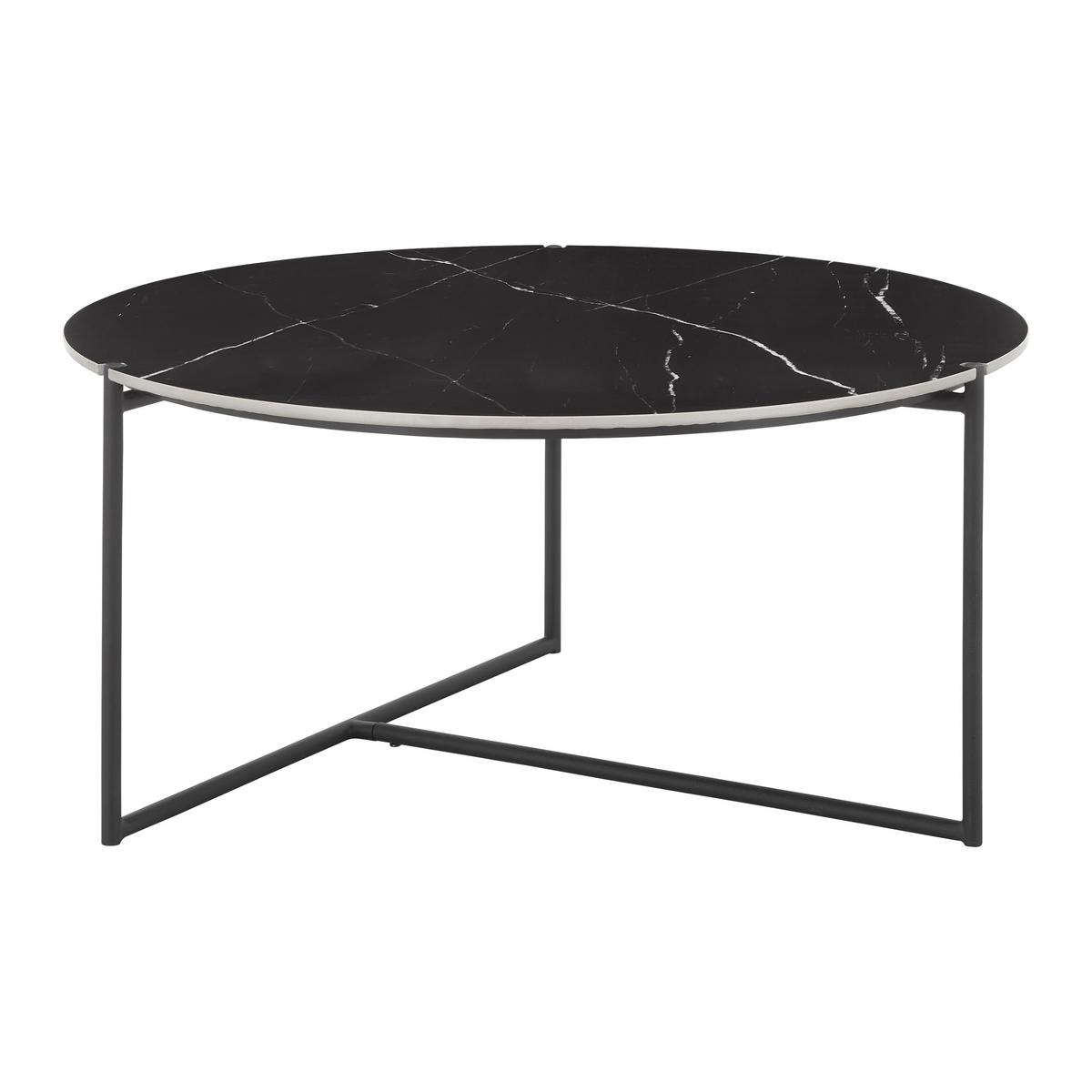 Konferenčný stolík NILA - čierna/biela, Modern, kov/kameň (79,5/79,5/39cm) - Bessagi Home