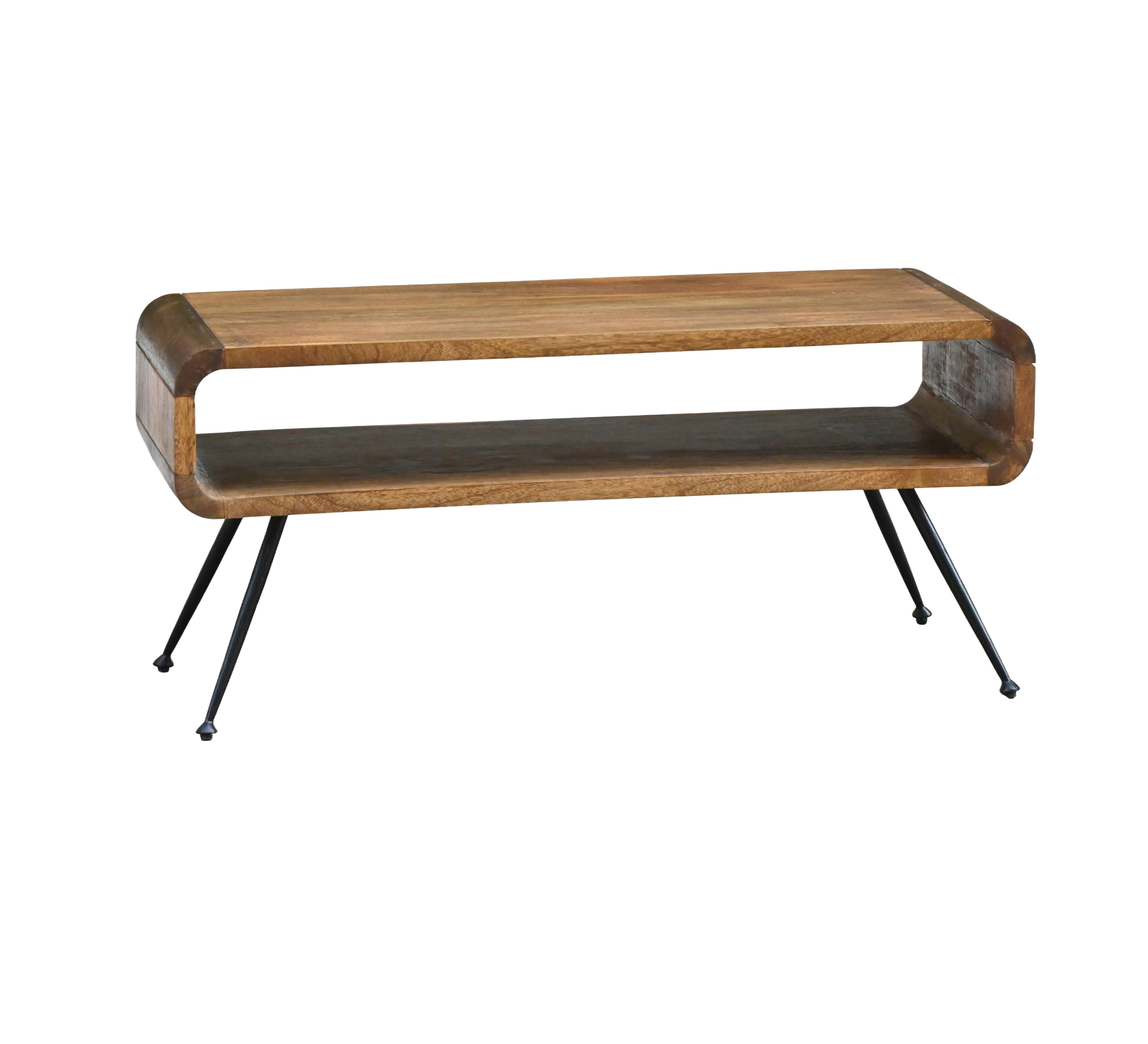 COUCHTISCH Mangoholz B: 105cm - Schwarz/Braun, Design, Holz/Metall (105/40/45cm) - Livetastic