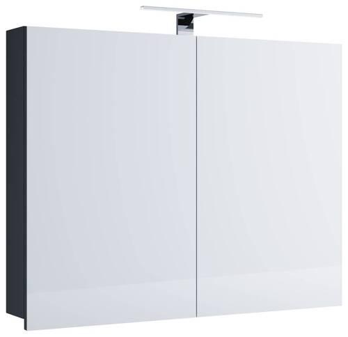 Spiegelschrank Badinos mit Led 2-Türig 60x59,2x12 cm - Schwarz, MODERN, Glas/Holzwerkstoff (60/59,2/12cm) - MID.YOU