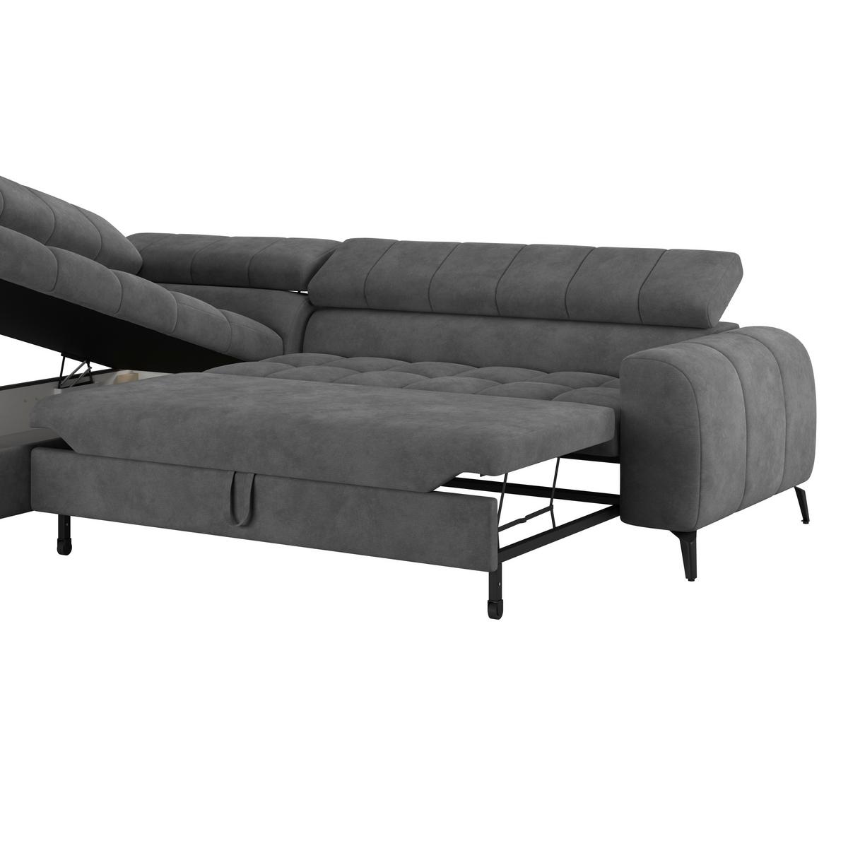 Ecksofa Volk Links New Dunkelgrau, S: 203x261 cm - Dunkelgrau/Schwarz, Trend, Kunststoff/Textil (203/261cm)