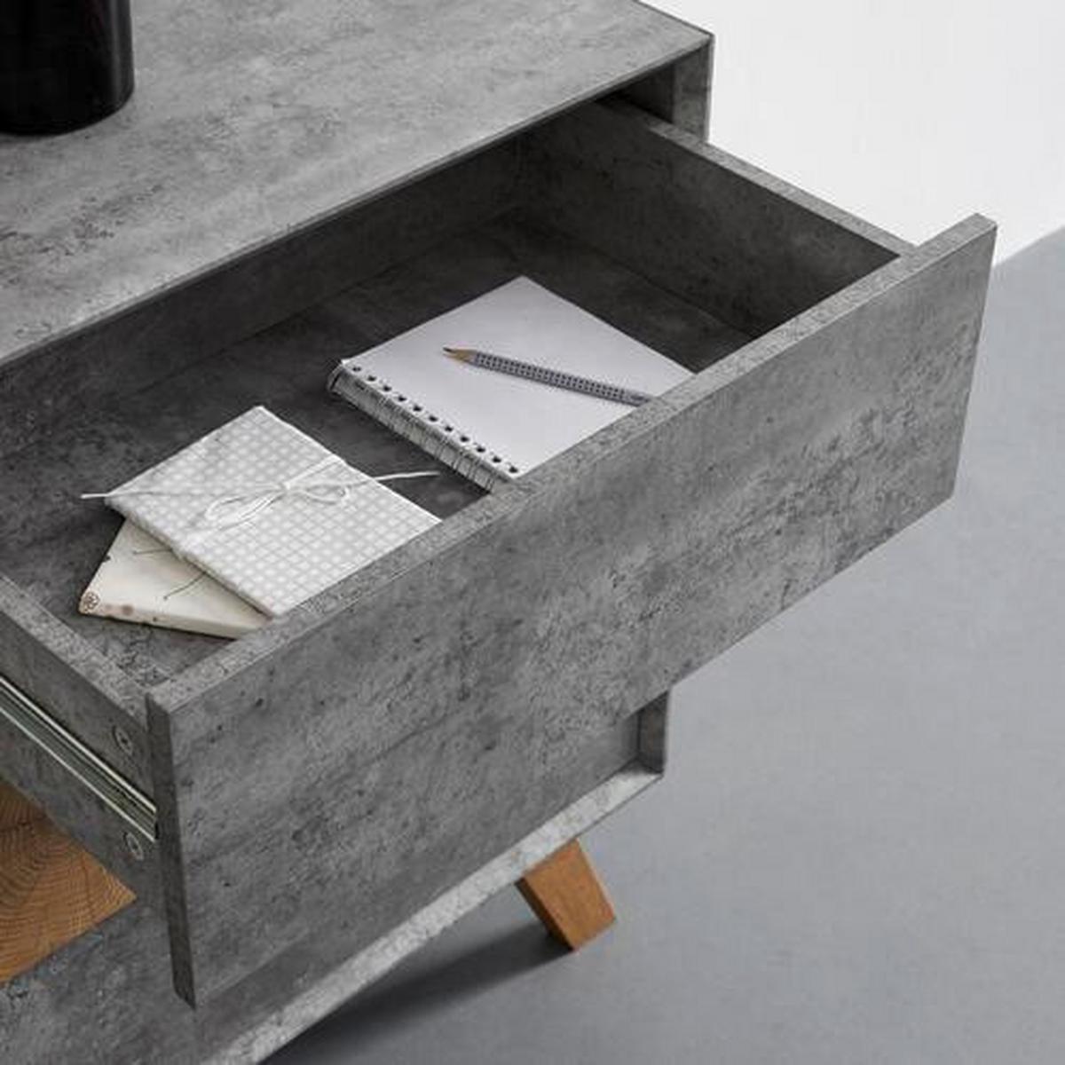 Nočný stolík CASPER - sivá/farba duba, Modern, drevo (60/75/40cm) - Bessagi Home