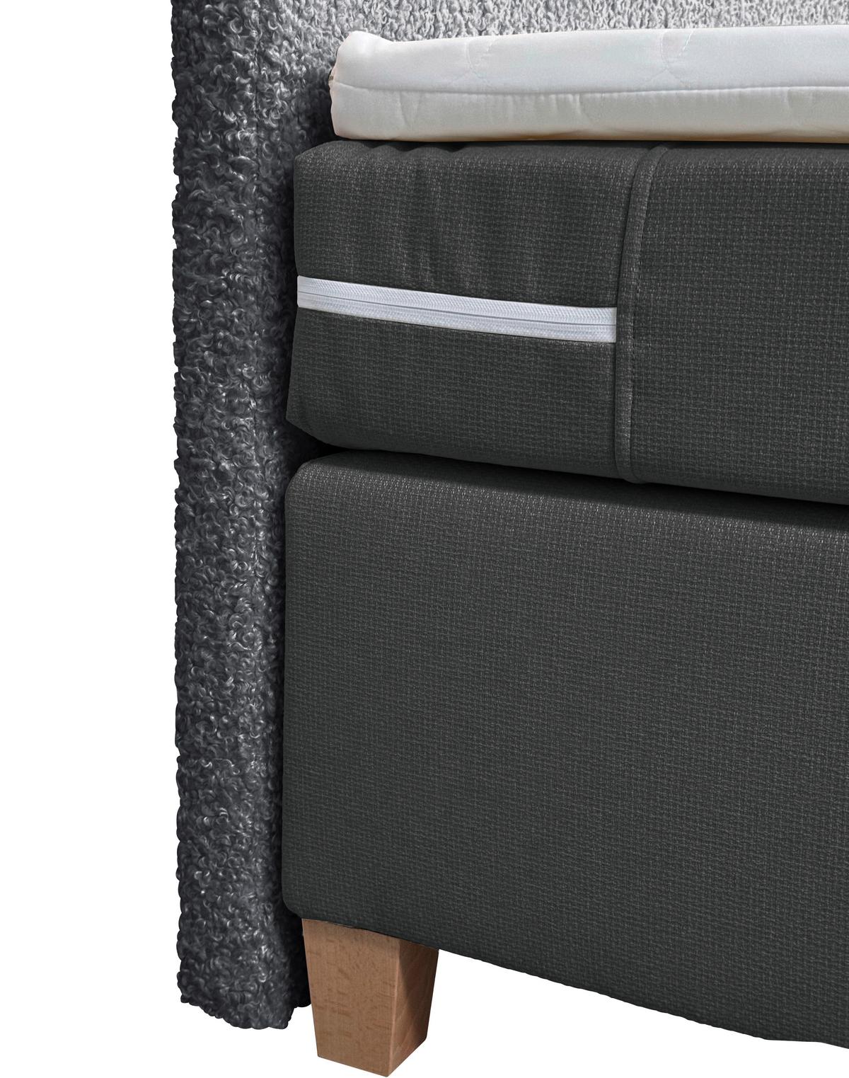 Boxbett Mit Topper 180x200 Rolf - Dunkelgrau, Basics, Holzwerkstoff/Textil (180/200cm) - Livetastic