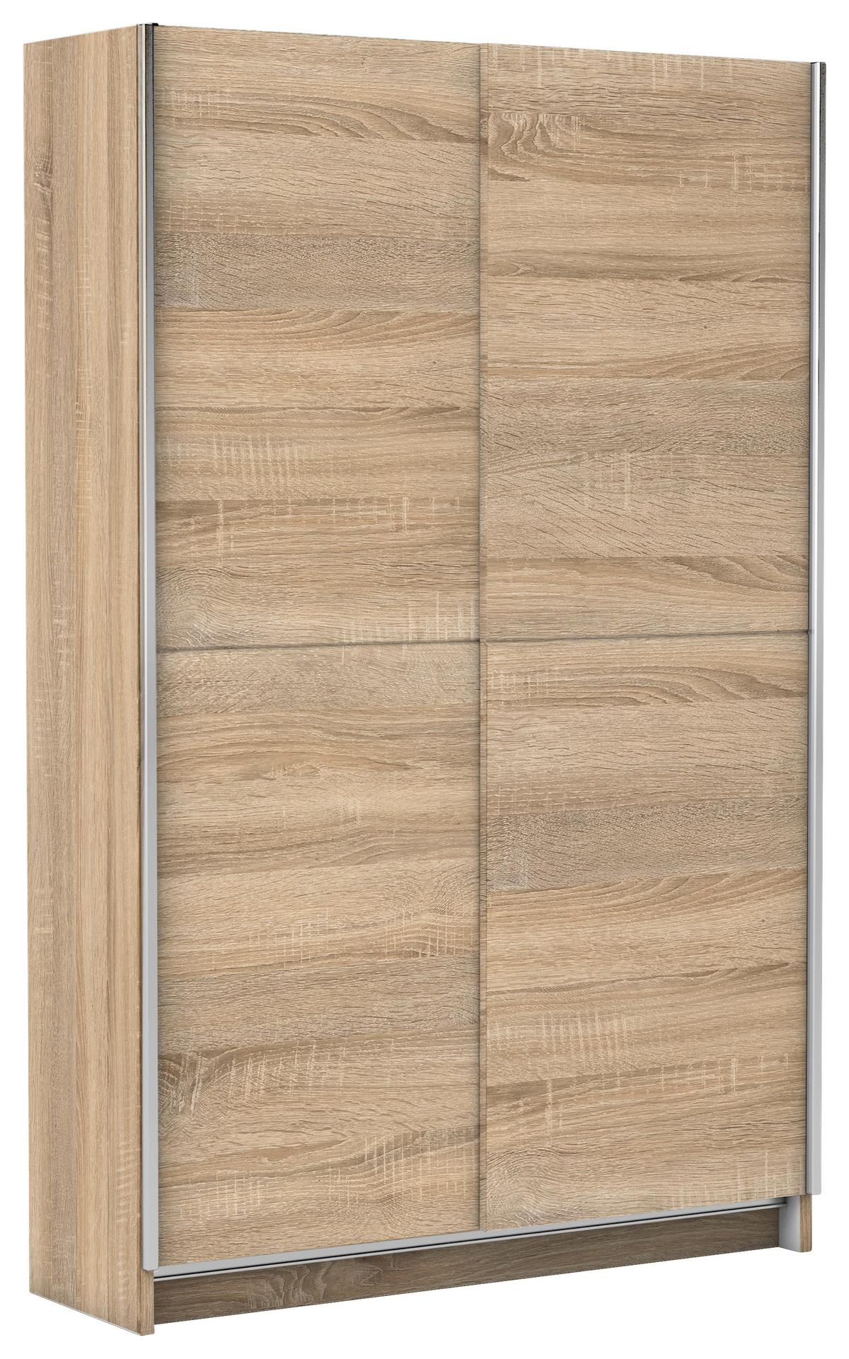 Schwebetürenschrank 125 Cm Slim, Sonoma Eiche Dekor - Eichefarben, Basics, Holzwerkstoff (125/195,5/38cm) - P & B