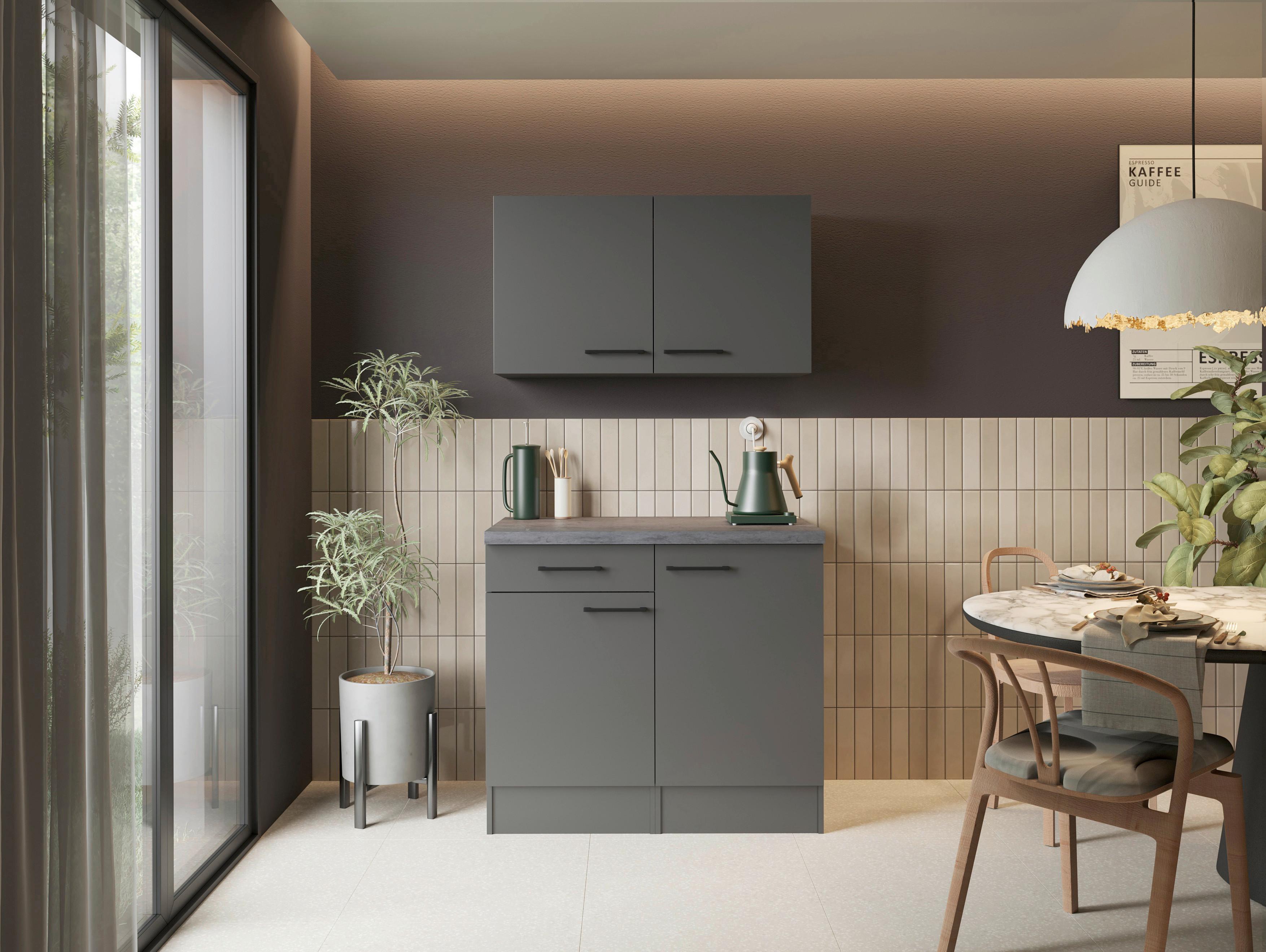 BUFFET Oliver, Grau B: 100 cm - Grau, Trend, Holzwerkstoff (100/200/60cm) - Respekta