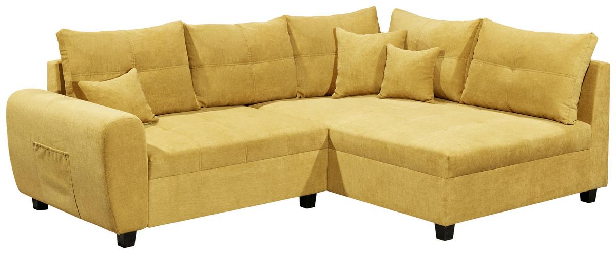 Ecksofa Inkl. Kissen Und Hocker Lea, Polyester-Nylon - Gelb/Schwarz, Basics, Holzwerkstoff/Textil (248/176cm) - MID.YOU