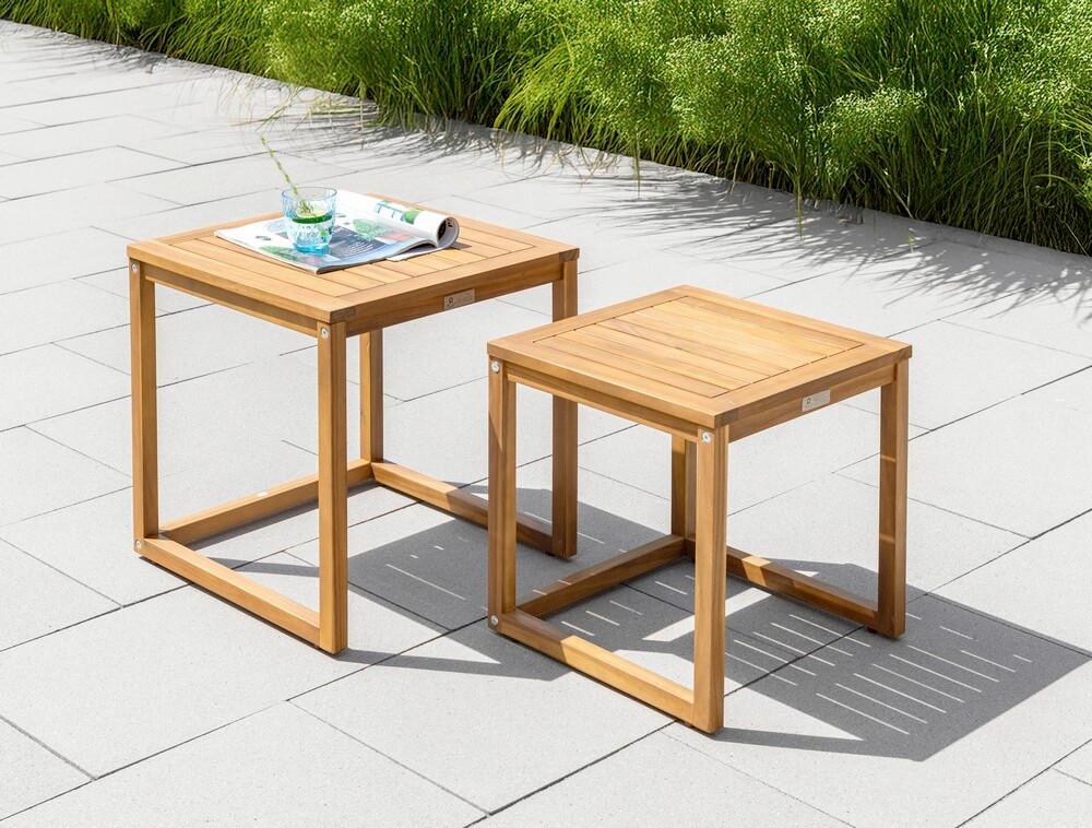 Gartentisch Holz L: 80 cm - Akaziefarben, Basics, Holz (50/50/50cm)