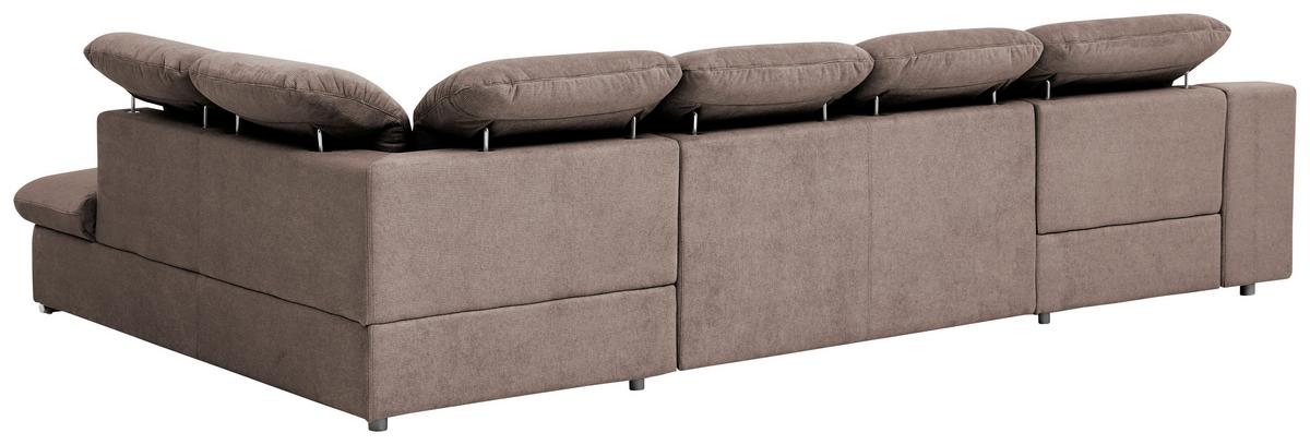 Wohnlandschaft Isona Taupe - Taupe/Chromfarben, Design, Textil (165/353/212cm) - Livetastic