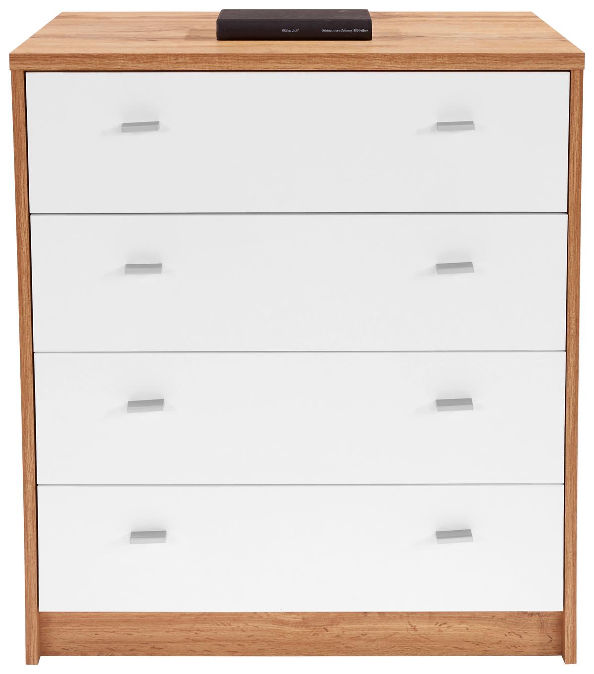 Kommode B 74cm 4-You New, Wotan Eiche Dekor/Weiß - Eichefarben/Schwarz, MODERN, Holzwerkstoff (74/85,4/44,5cm)