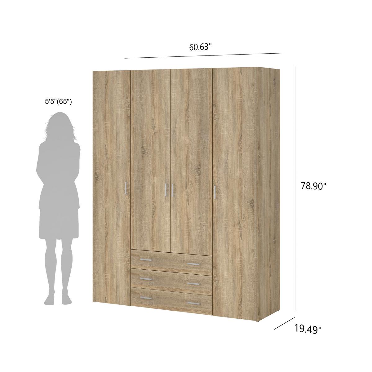 Ruhásszekrény Space 154/200cm - Sonoma tölgy, Konventionell, fa (154/200,4/49,5cm)