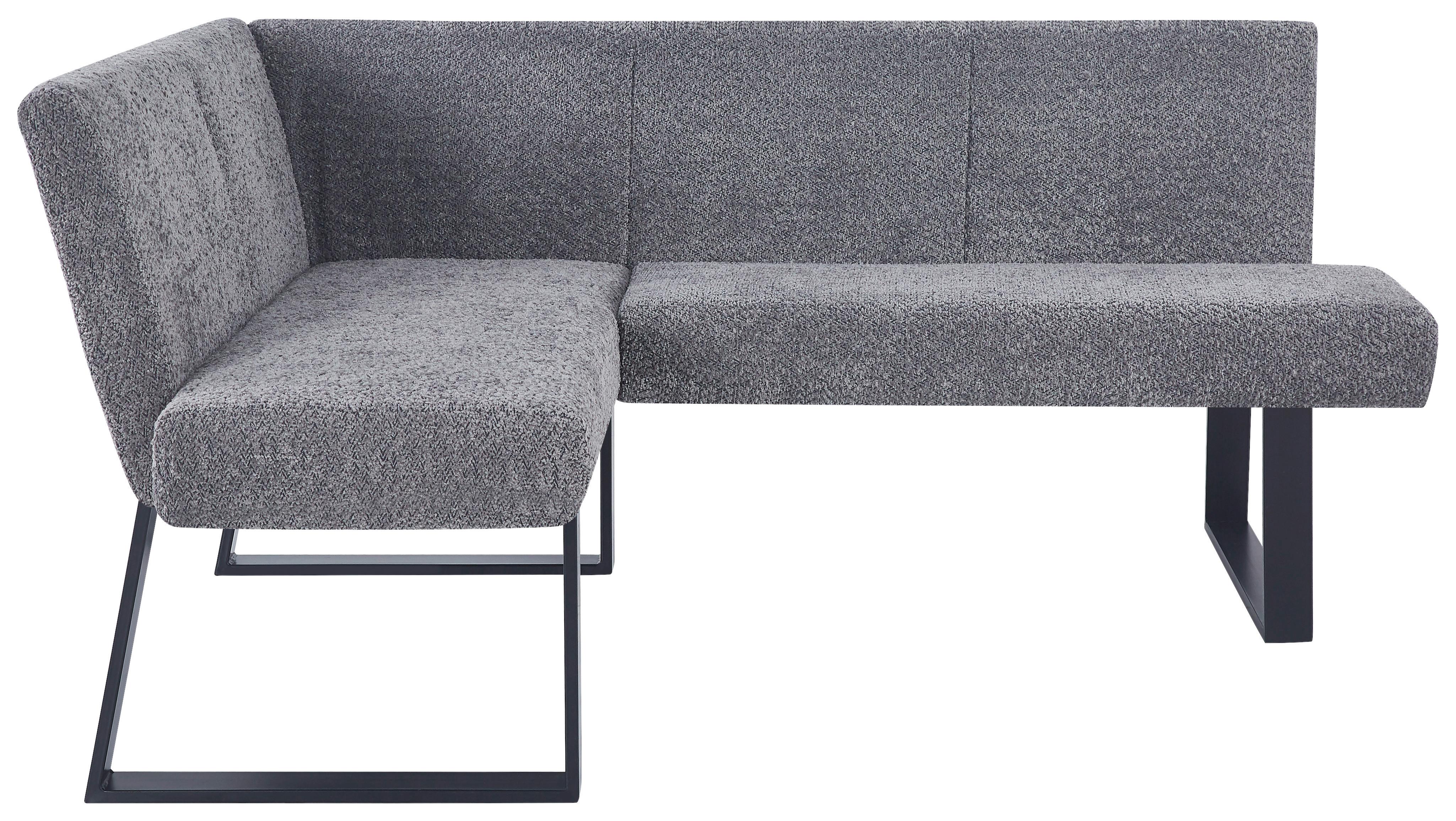 Eckbank Terri Leinenoptik Grau, S: 130x160cm - Schwarz/Grau, KONVENTIONELL, Textil/Metall (130/160cm) - MID.YOU