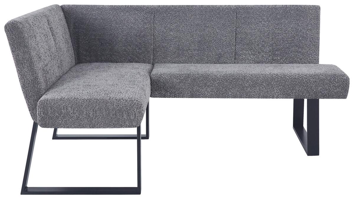 Eckbank Terri Leinenoptik Grau, S: 130x160cm - Schwarz/Grau, KONVENTIONELL, Textil/Metall (130/160cm) - MID.YOU