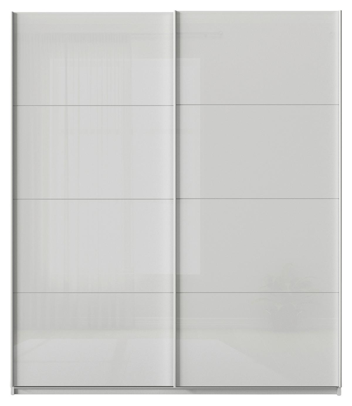 Tolóajtós Szekrény Feldkirch 181/210 Cm - világosszürke/magasfényű szürke, Modern, faalapú anyag/Üveg (181/210/62cm)