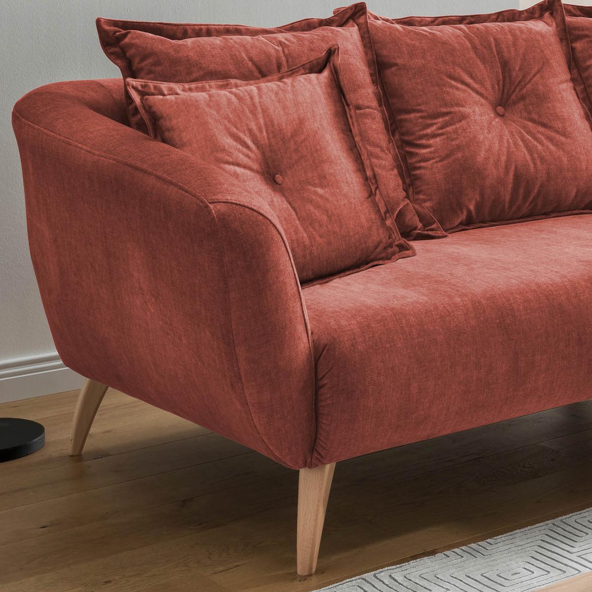 Ecksofa Baggio Koralle S: 277/162 cm - Koralle/Buchefarben, MODERN, Holz/Textil (277/162cm) - Livetastic