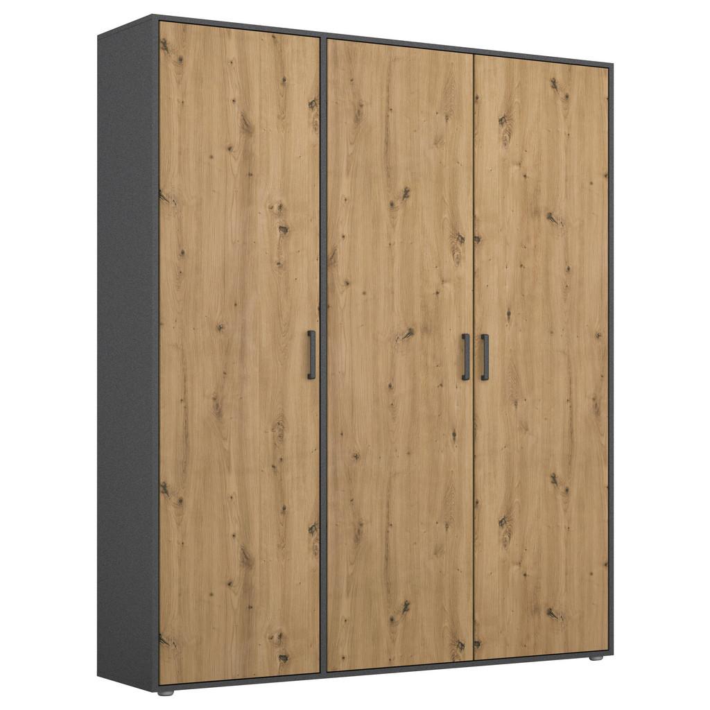 Drehtürenschrank 140cm Voyager Grau,Eiche Artisan
