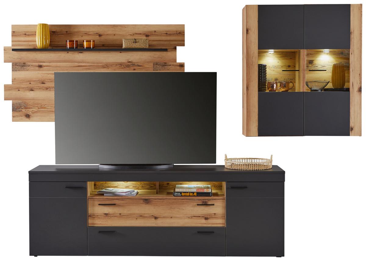 ZÁVĚSNÁ VITRÍNA HENRY - Moderní, kompozitní dřevo/plast (50/115/35cm)