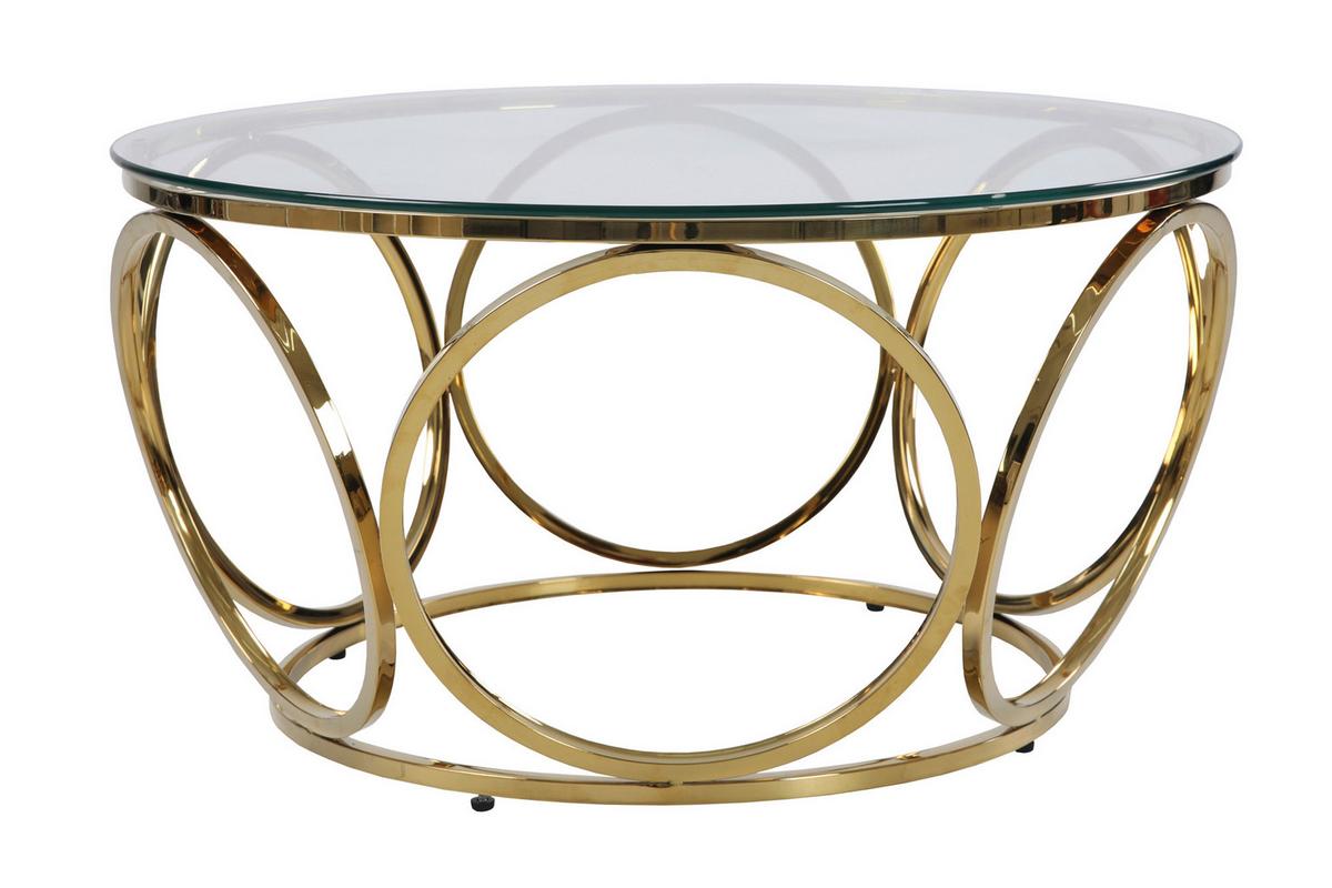 Couchtisch Goldfarben D: 80 Cm - Klar/Goldfarben, Design, Glas/Metall (80/80/40cm) - Livetastic