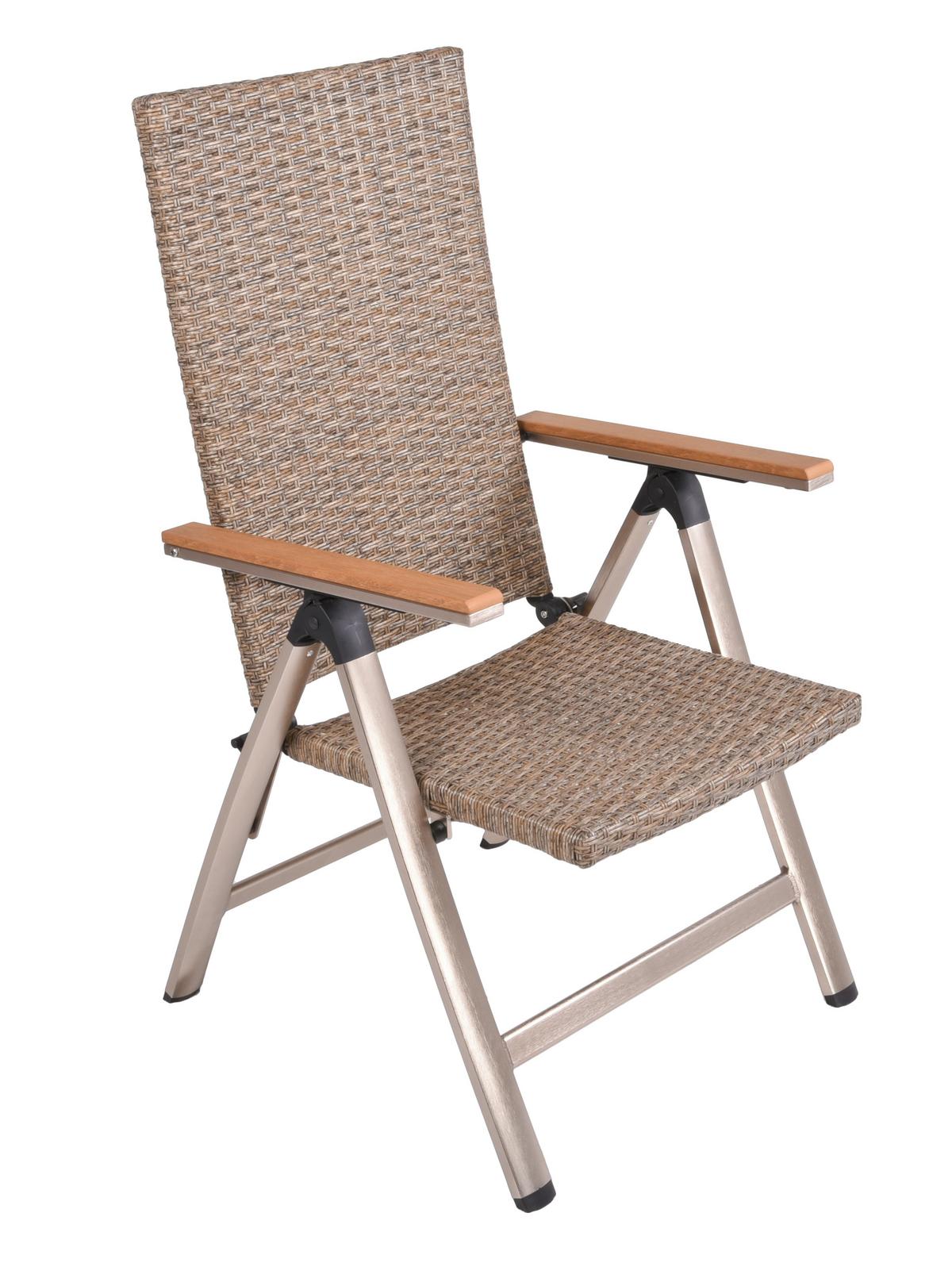 Gartenstuhl Florence - Champagner/Graubraun, Basics, Kunststoff/Metall (59/108/70cm) - Gardenson