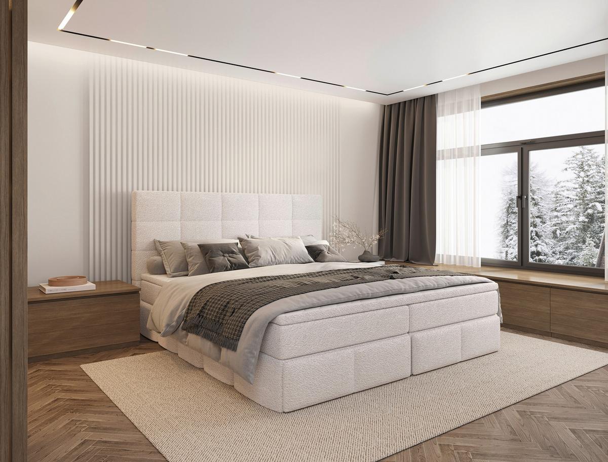 Polsterbett Alba Chenille Weiß, Lf: 180x200 Cm - Schwarz/Weiß, Trend, Textil (180/200cm)