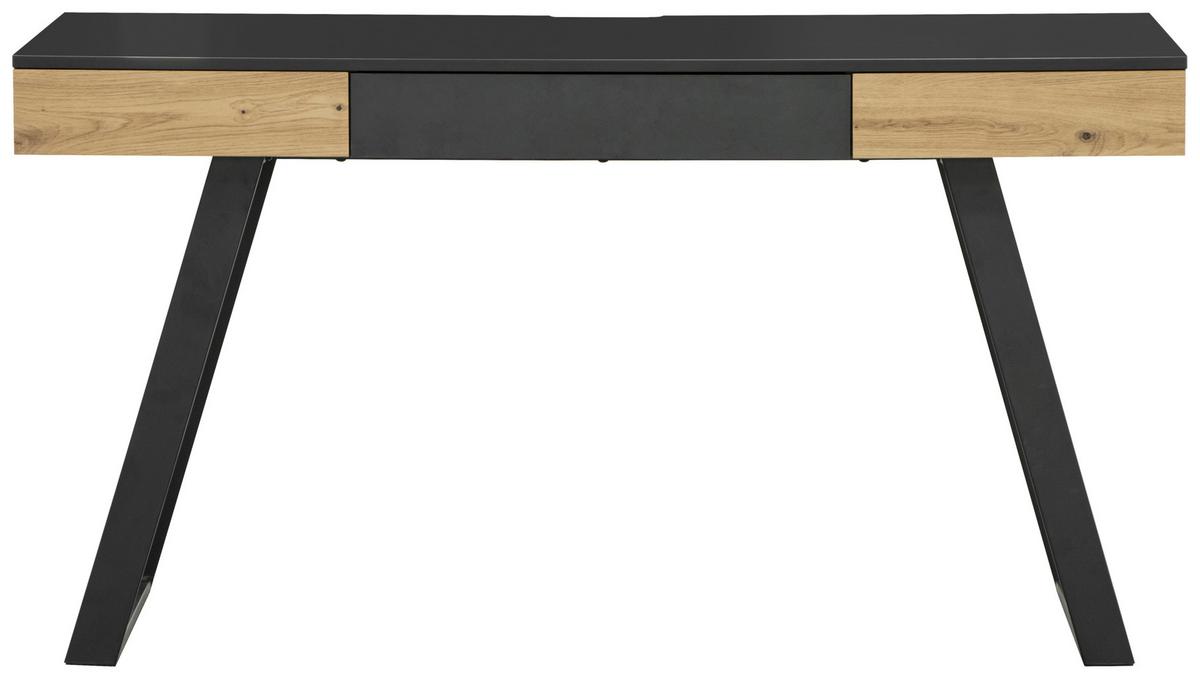 Schreibtisch B 140cm H 60cm Eichefarben/Grau Viola - Eichefarben/Grau, MODERN, Holzwerkstoff/Metall (140/60/76cm) - MID.YOU