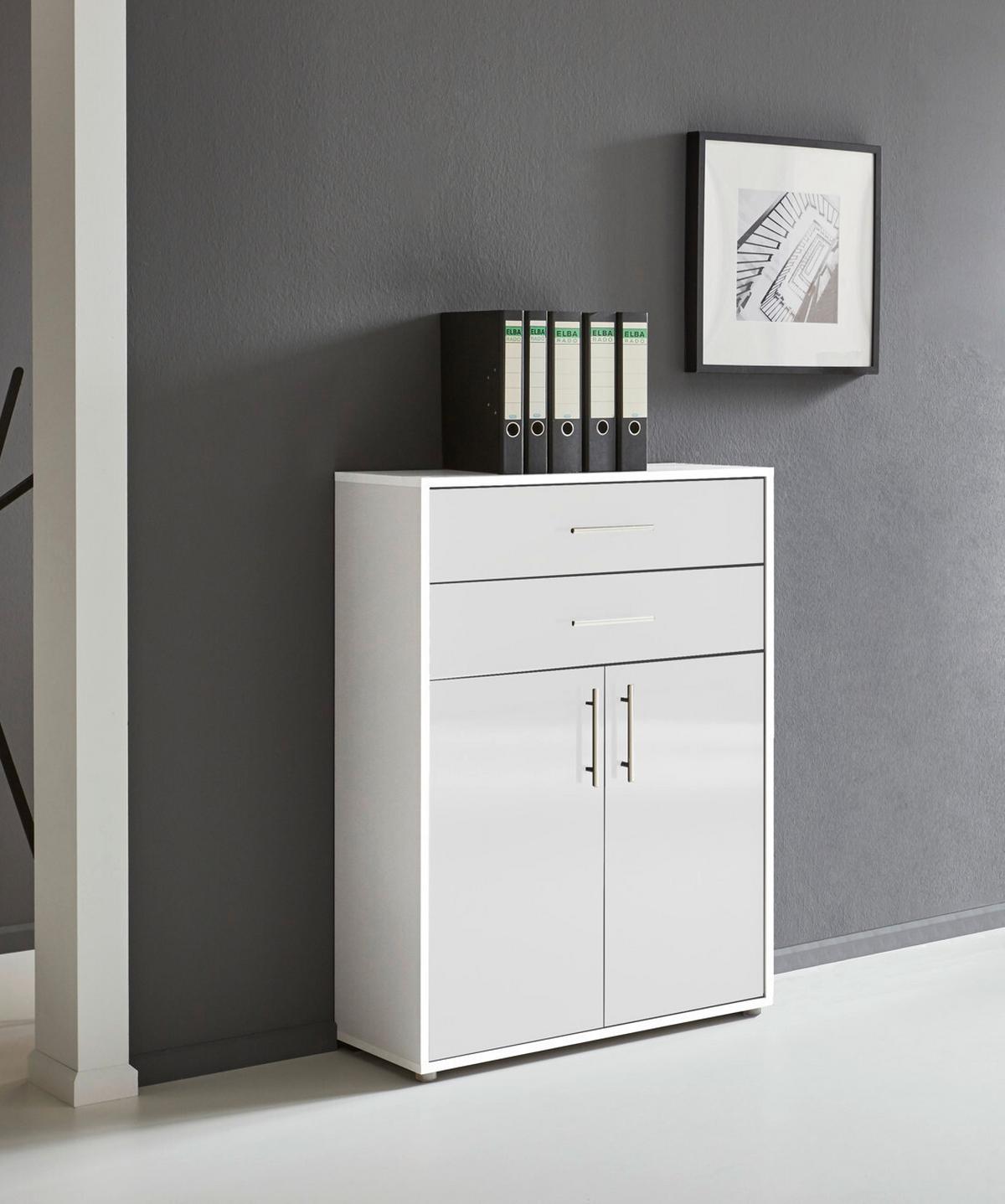 Aktenschrank Office Edition Weiß/Weiß Hochglanz B: 168,8cm - Weiß Hochglanz/Weiß, MODERN, Holzwerkstoff (168,8/113,6/33cm) - MID.YOU