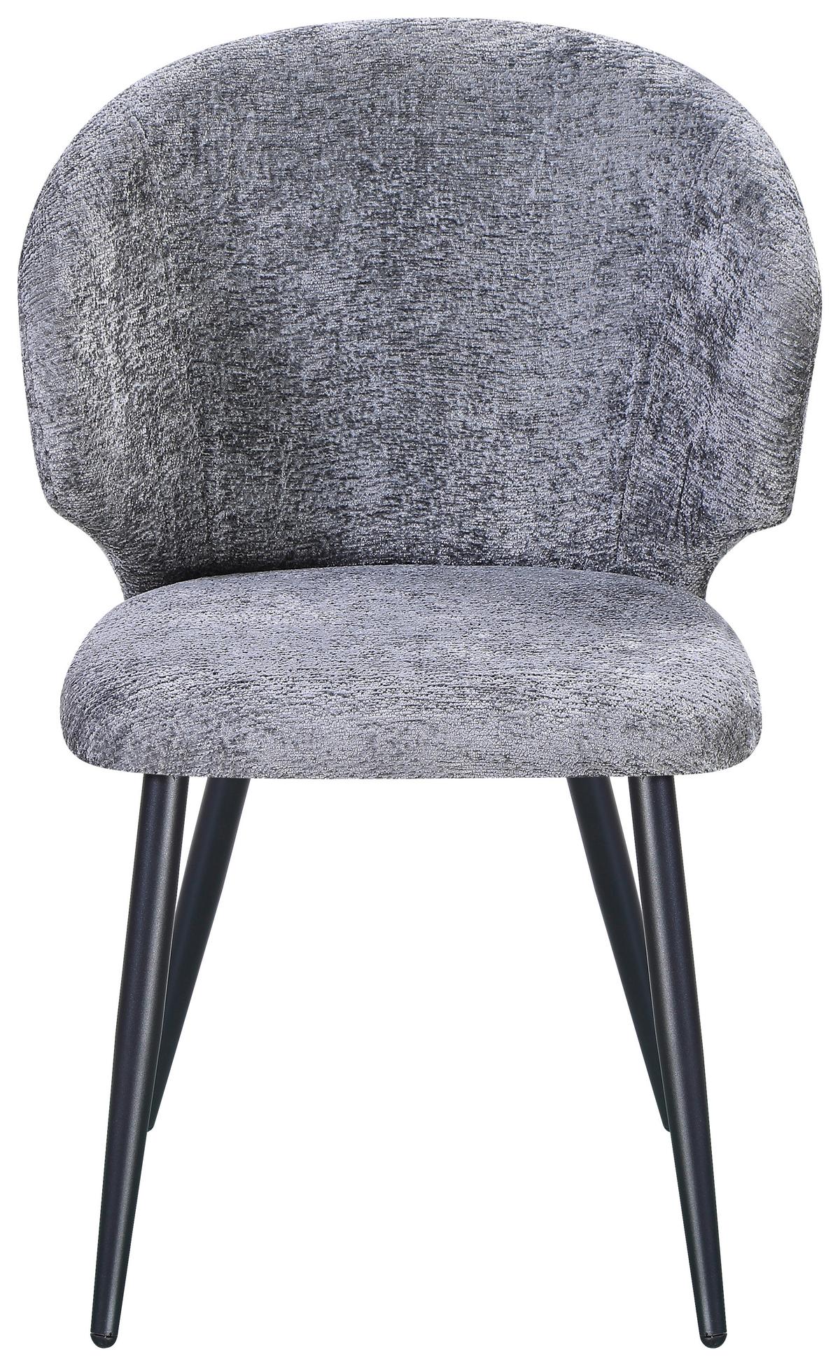 Vierfußstuhl Sindy Chenille Grau - Schwarz/Grau, MODERN, Textil/Metall (63/84/58cm) - MID.YOU
