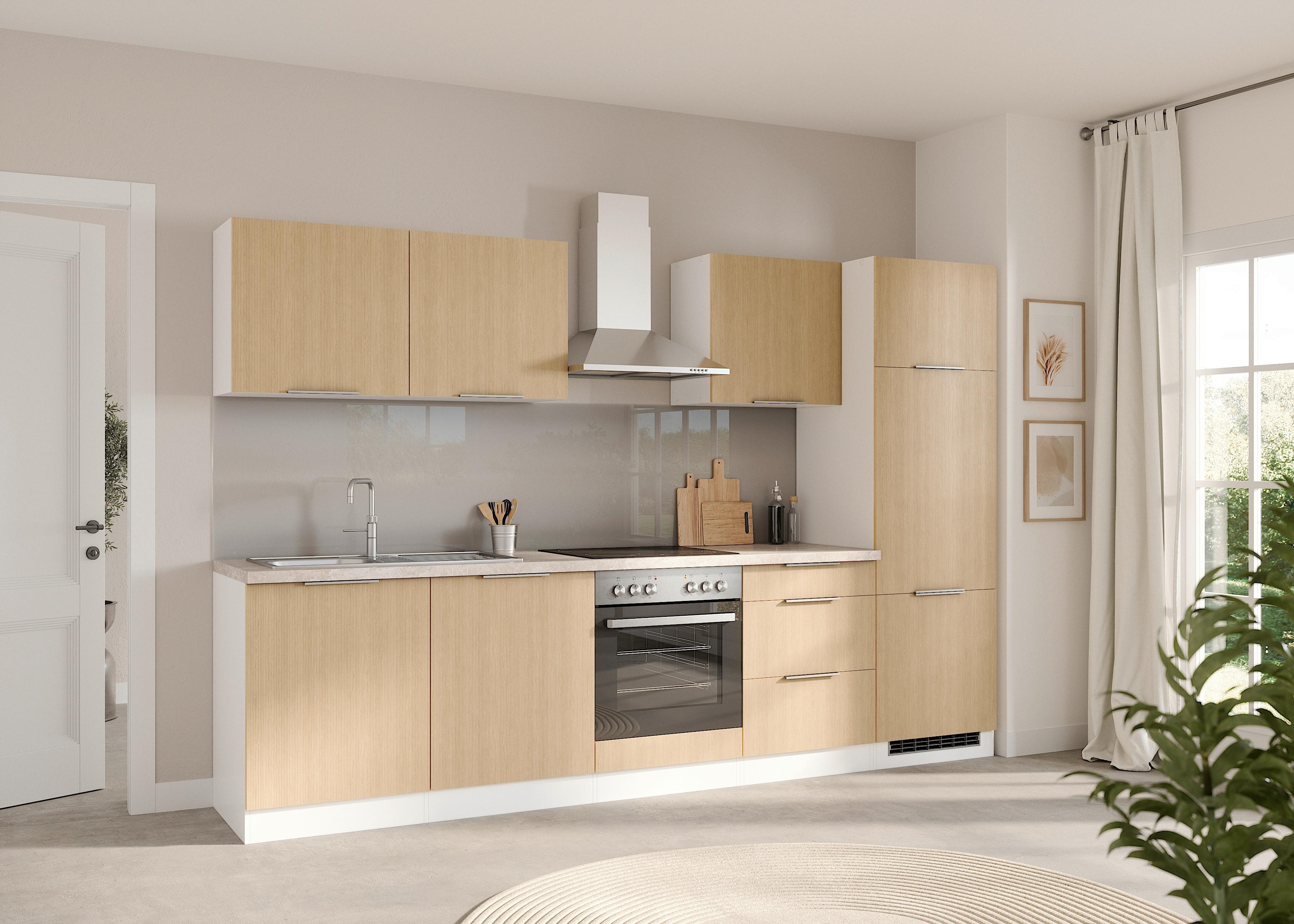 Küchenleerblock Glasgow Eichefarben/weiß B: 300 Cm - Eichefarben/Beige, LIFESTYLE, Holzwerkstoff (300cm) - Held