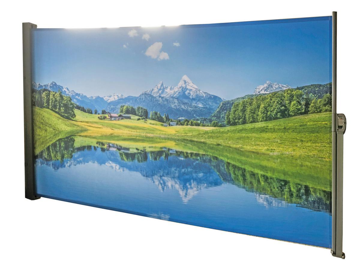Seitenmarkise 300x160 Cm Bunt Bergseemotiv Ausziehbar - Silberfarben, Basics, Kunststoff/Metall (300/160/9cm)