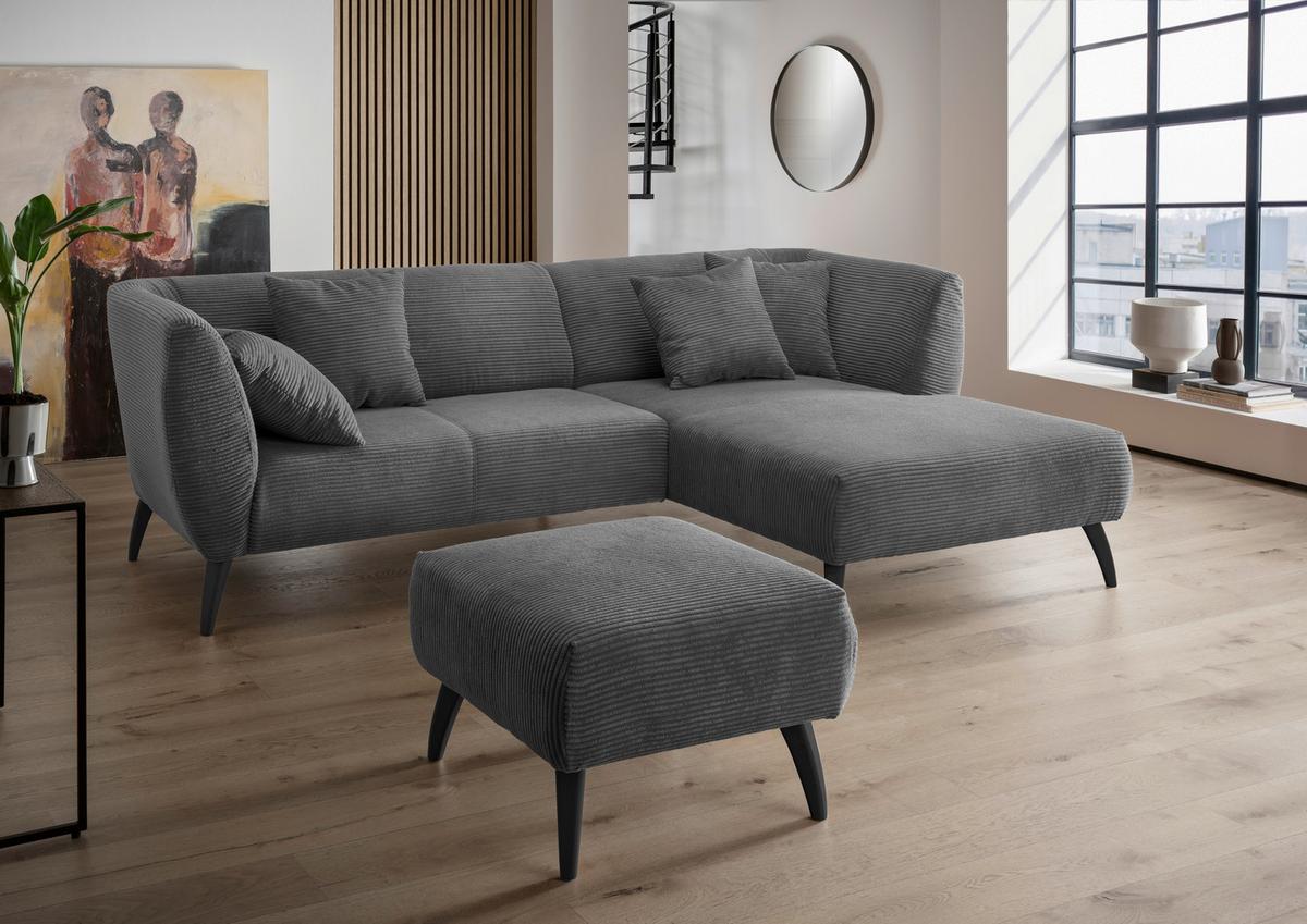 Ecksofa Colori Grau S: 264/160 cm - Schwarz/Grau, MODERN, Holz/Textil (264/160cm) - MID.YOU