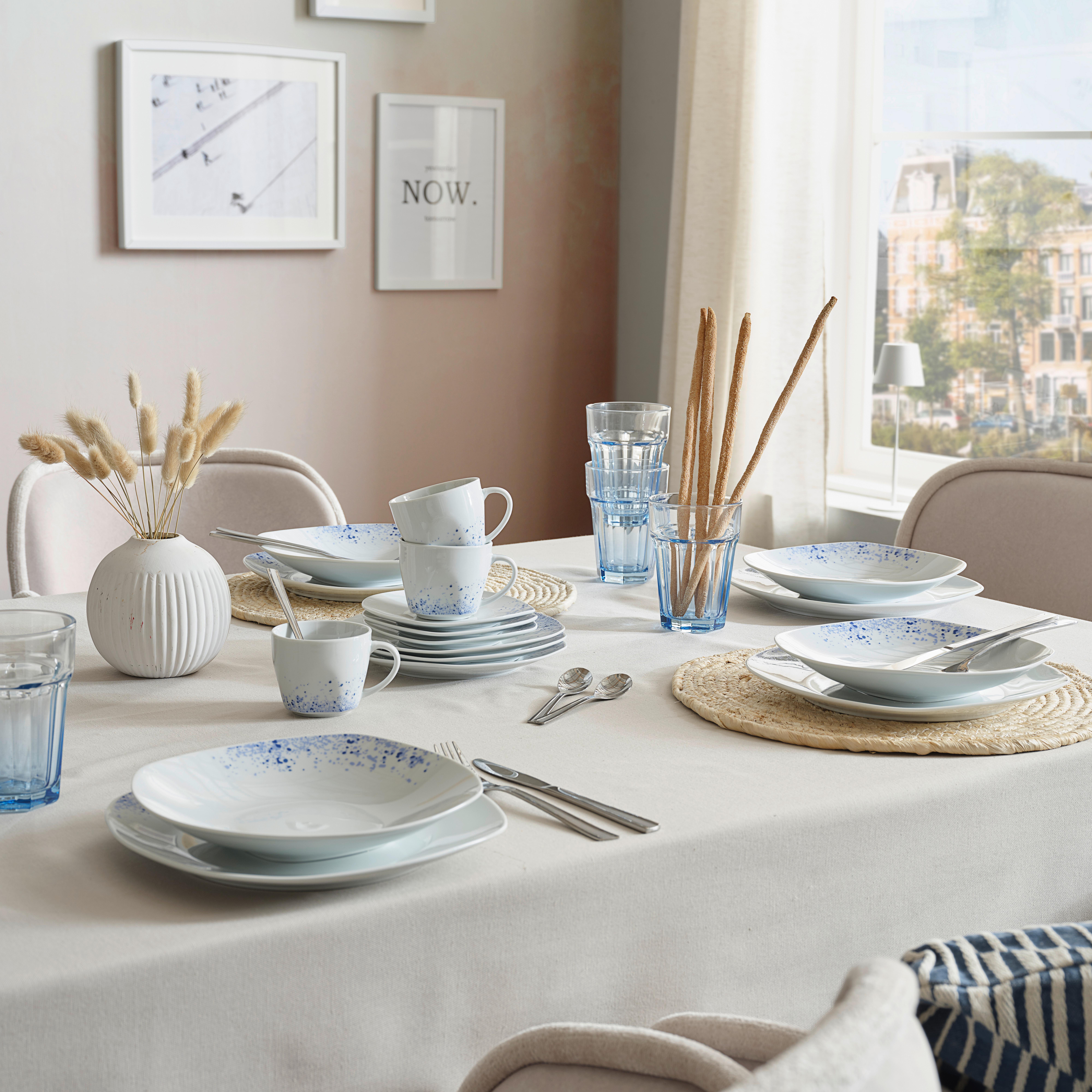 Trinkglas Blau Maren ca. 400 ml - Blau/Klar, Glas (9,2/12,8cm) - Luca Bessoni