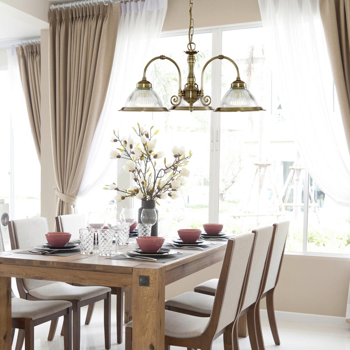 Hängeleuchte 9343-3 American Diner - Messingfarben, Design, Glas/Metall (62/82cm)