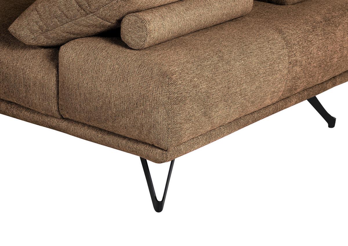 Ecksofa Bolzano - Cognac/Schwarz, KONVENTIONELL, Textil (240/310cm) - MID.YOU